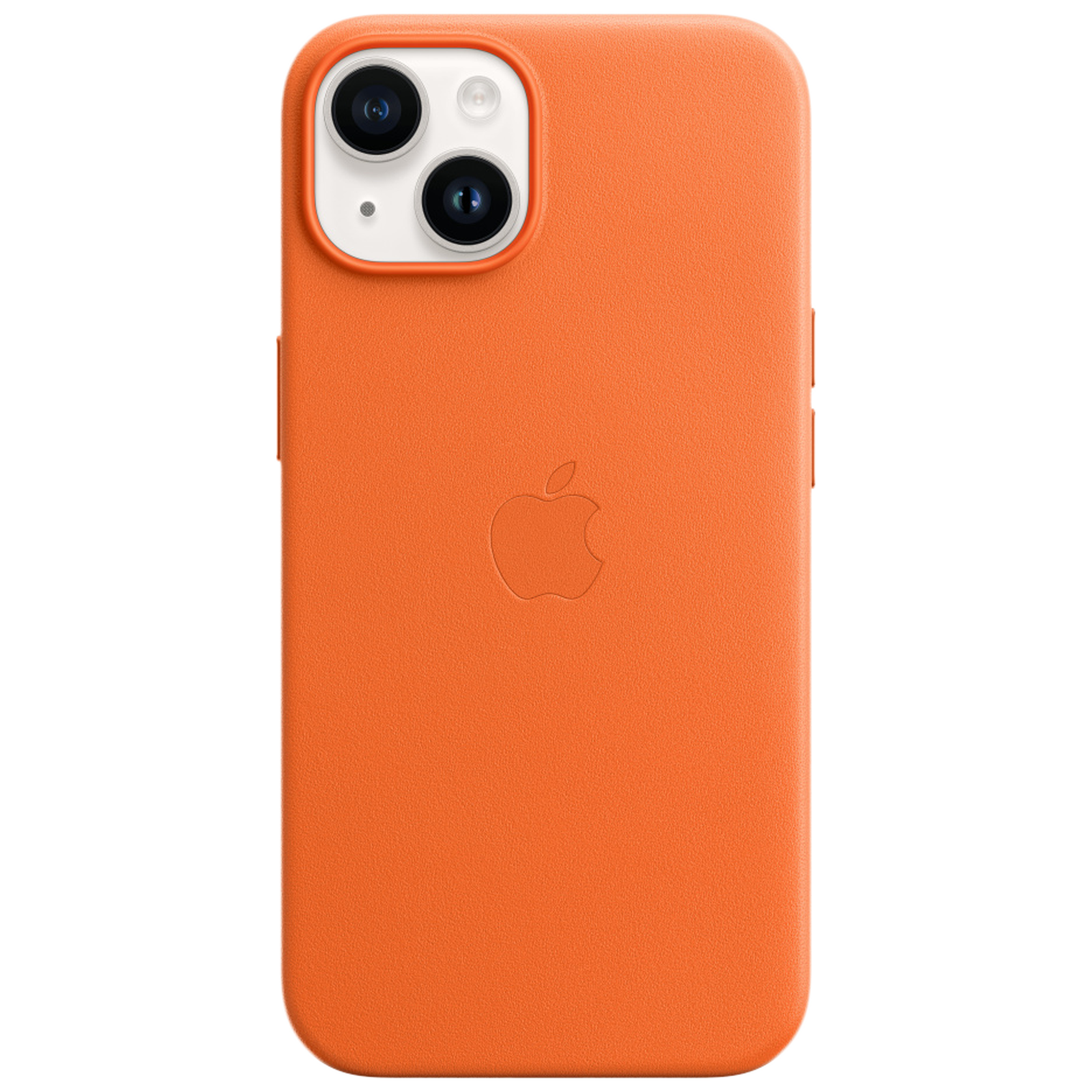 Apple Soft Leather Back Cover for Apple iPhone 14 (MagSafe Charging Support, Orange)