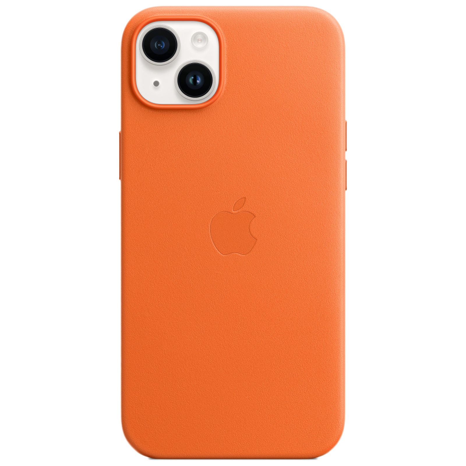 Apple Soft Leather Back Cover for Apple iPhone 14 Plus (MagSafe Charging Support, Orange)