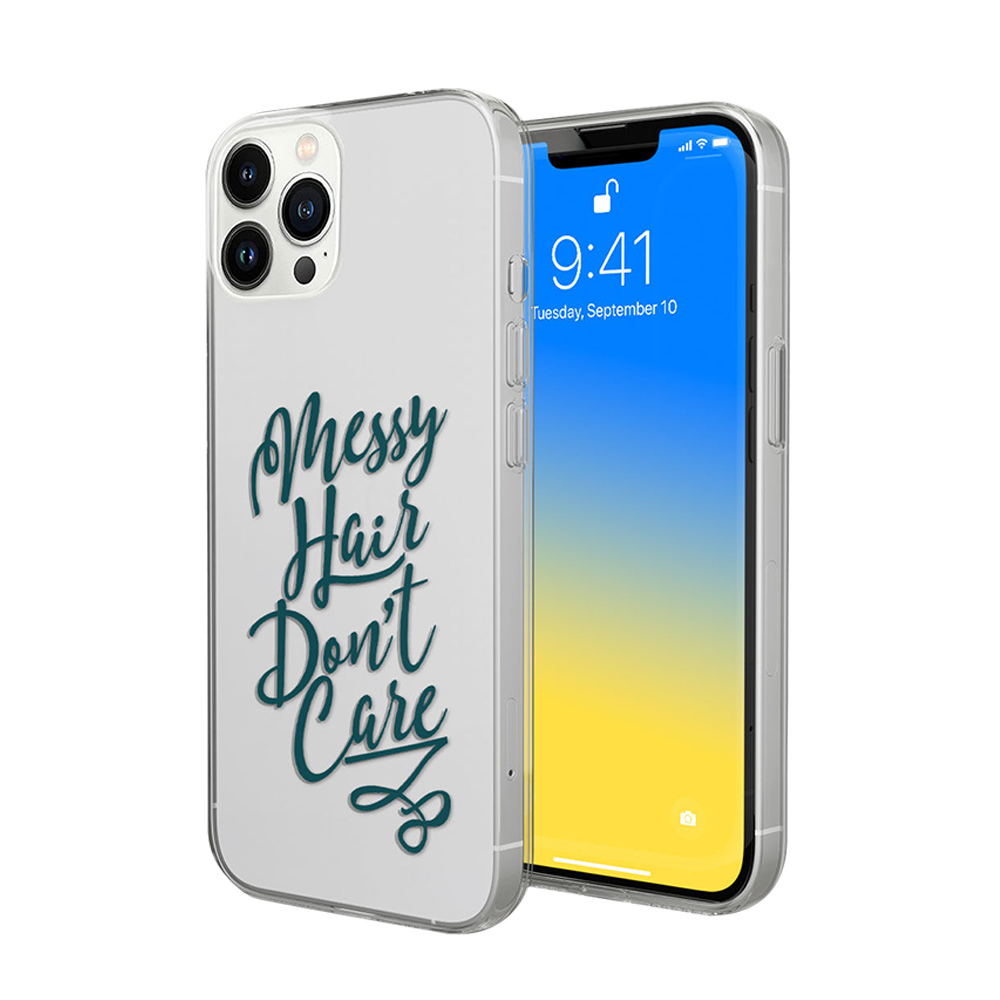 

Macmerise Messy Hair Dont Care Silicone Back Cover for Apple iPhone 14 Pro (Supports Wireless Charging, Clear)