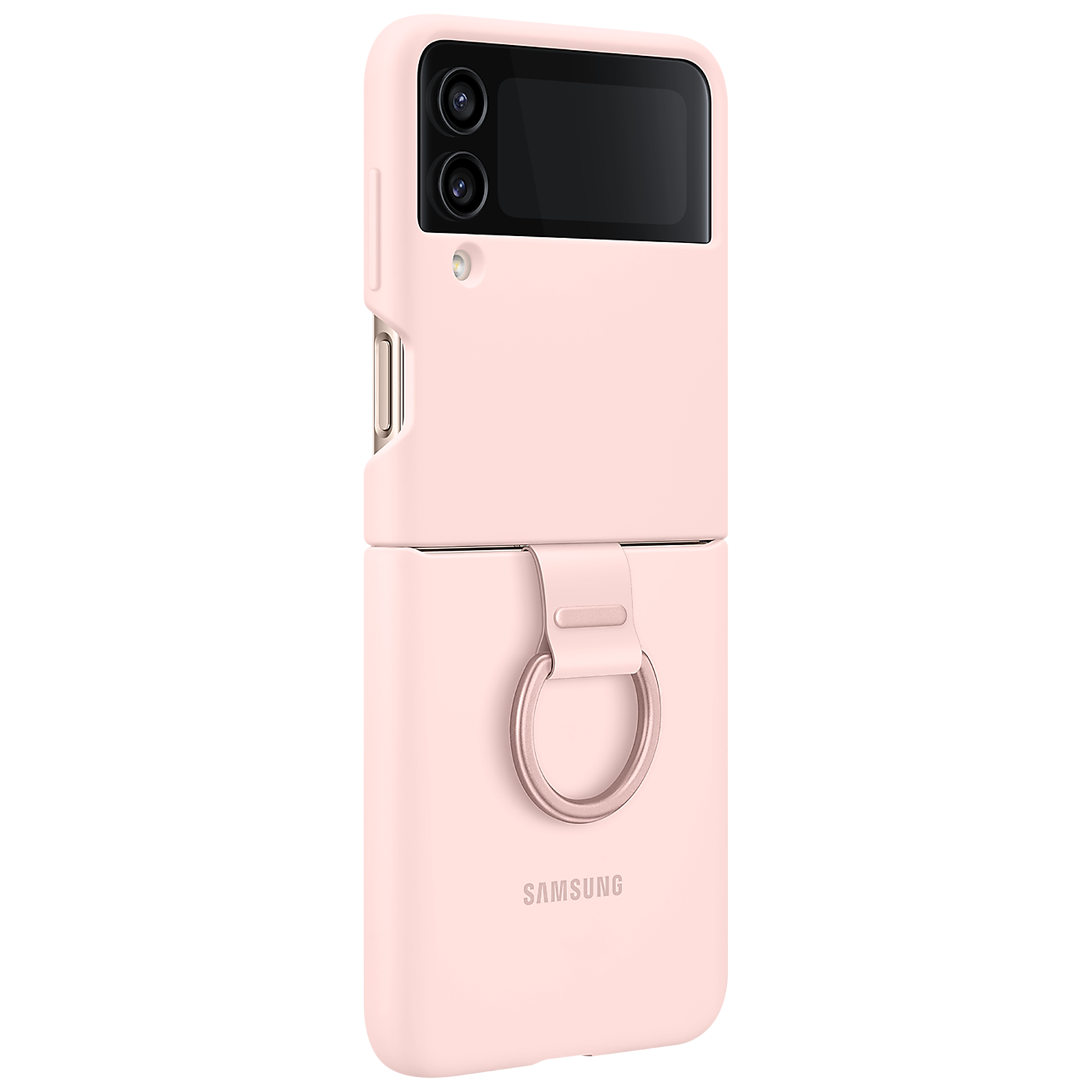 

SAMSUNG Soft Silicone Back Cover for SAMSUNG Galaxy Z Flip4 (With Backside Ring, Pink)