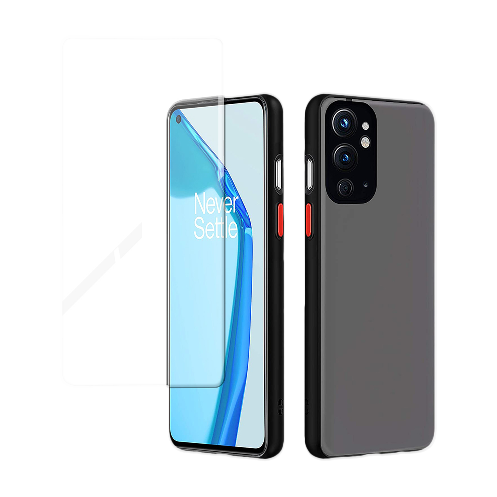 

Arrow Duplex Tempered Glass & Polycarbonate Back Cover Combo for OnePlus 9RT (Anti Scratch Design, Black)