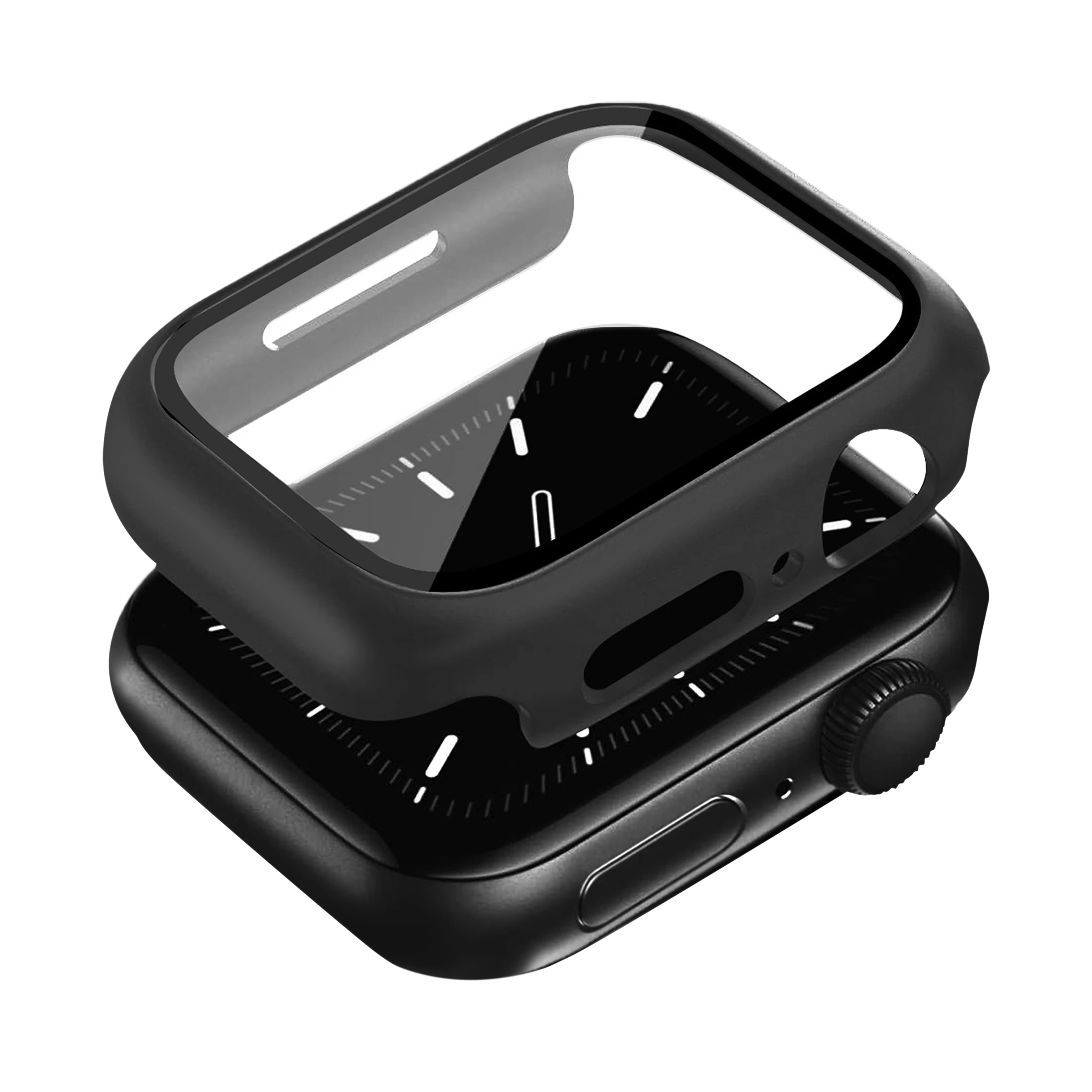 Gripp Defence Polycarbonate Bumper Case for Apple Watch Series 7, 6, 5, 4, 3, 2, 1 & SE (45mm) (Built-in Tempered Glass, Black)