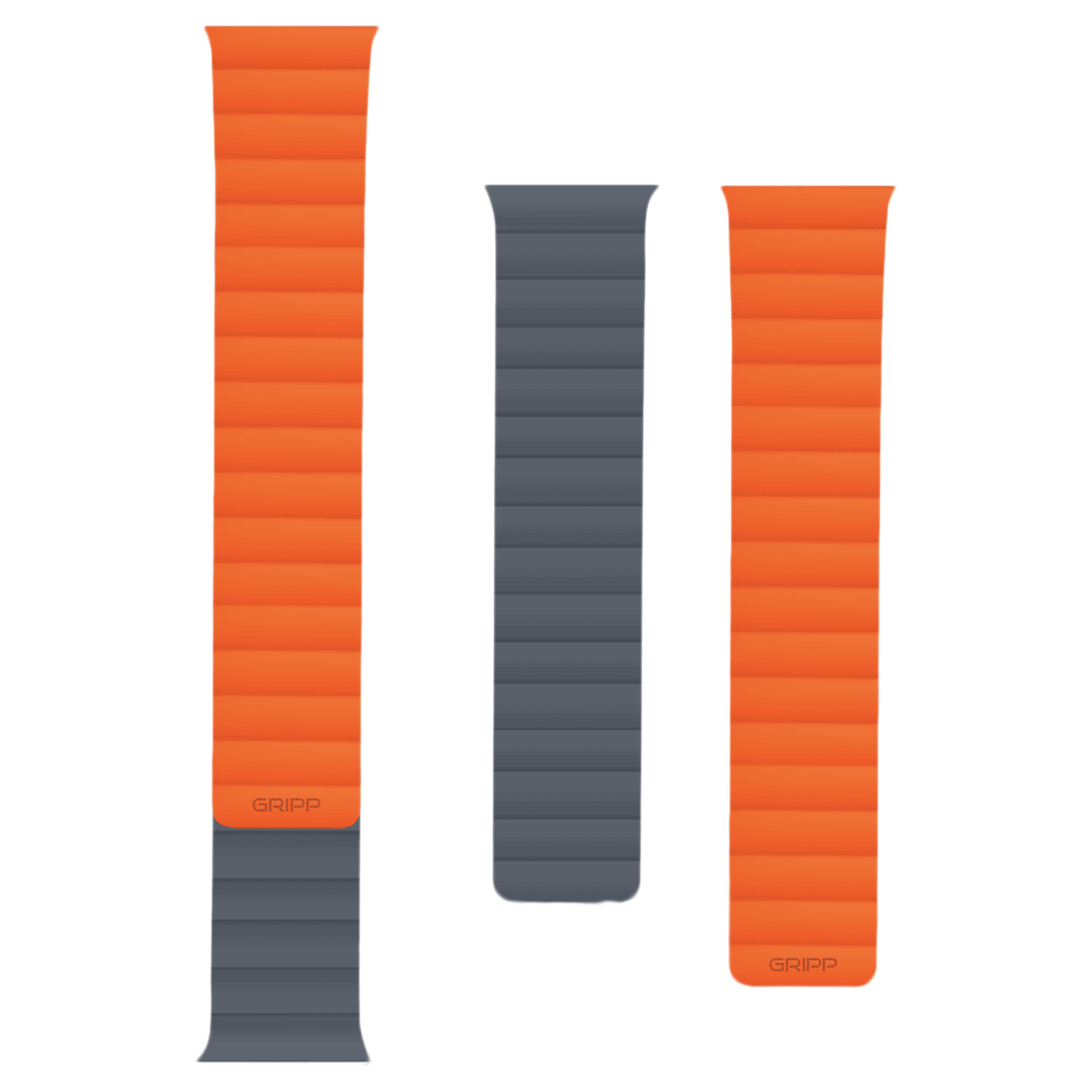 Gripp Reverser Silicone & Nylon Magnetic Strap for Apple Watch Series 3, 4, 5, 6 & 7 (40mm, 41mm) (Perfect Fit, Grey/Orange)