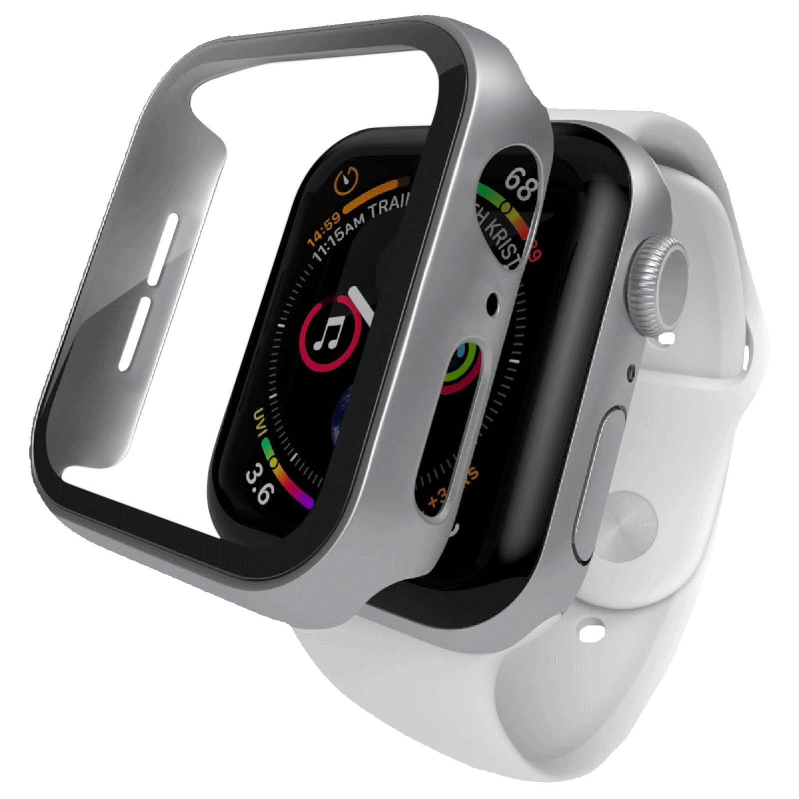 Hyphen DEFENDR TPU Bumper Case for Apple Watch Series SE, 4, 5 & 6 (44mm) (Touch Sensitive Tempered Glass, Silver)