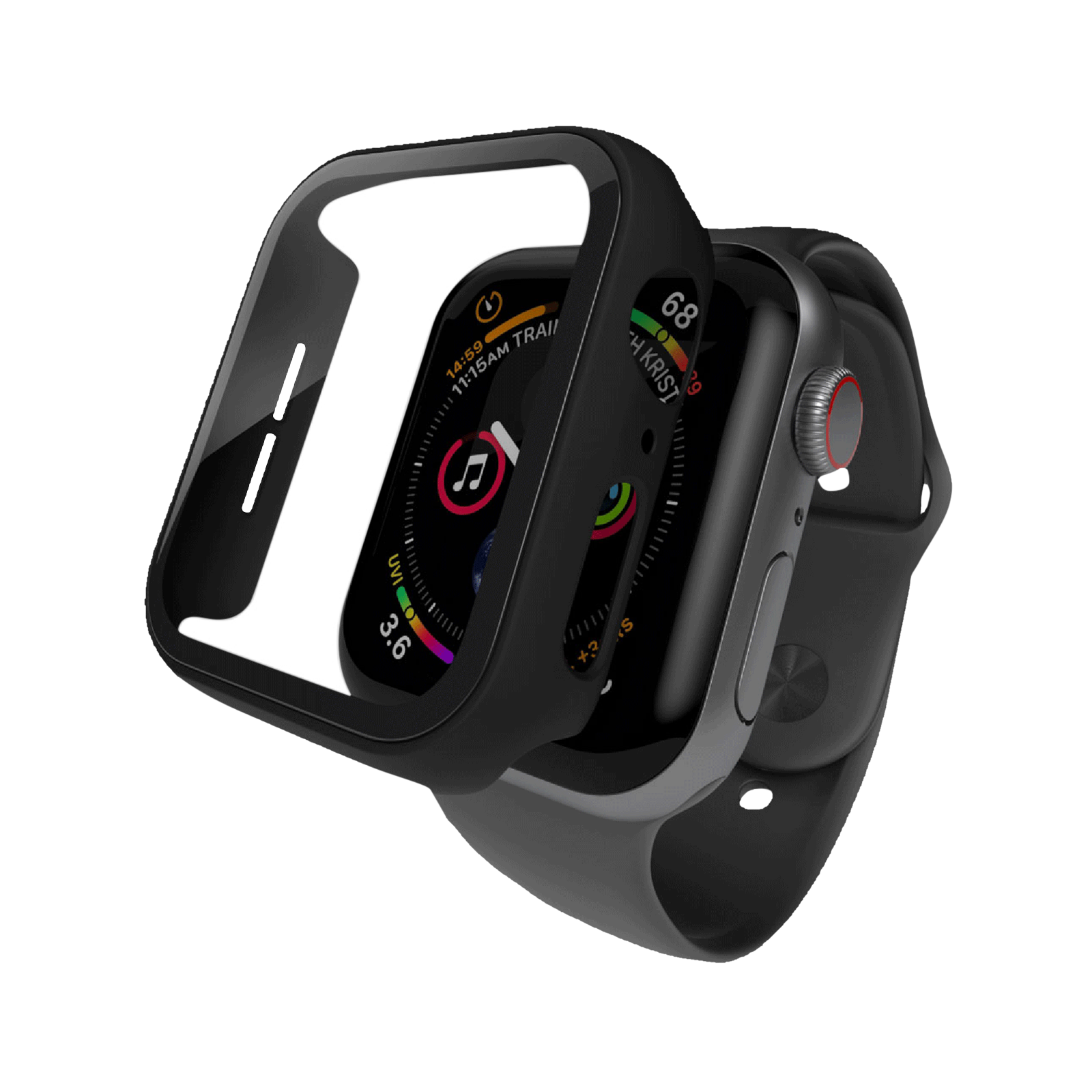 Hyphen DEFENDR TPU Bumper Case for Apple Watch Series SE, 4, 5 & 6 (44mm) (Touch Sensitive Tempered Glass, Black)
