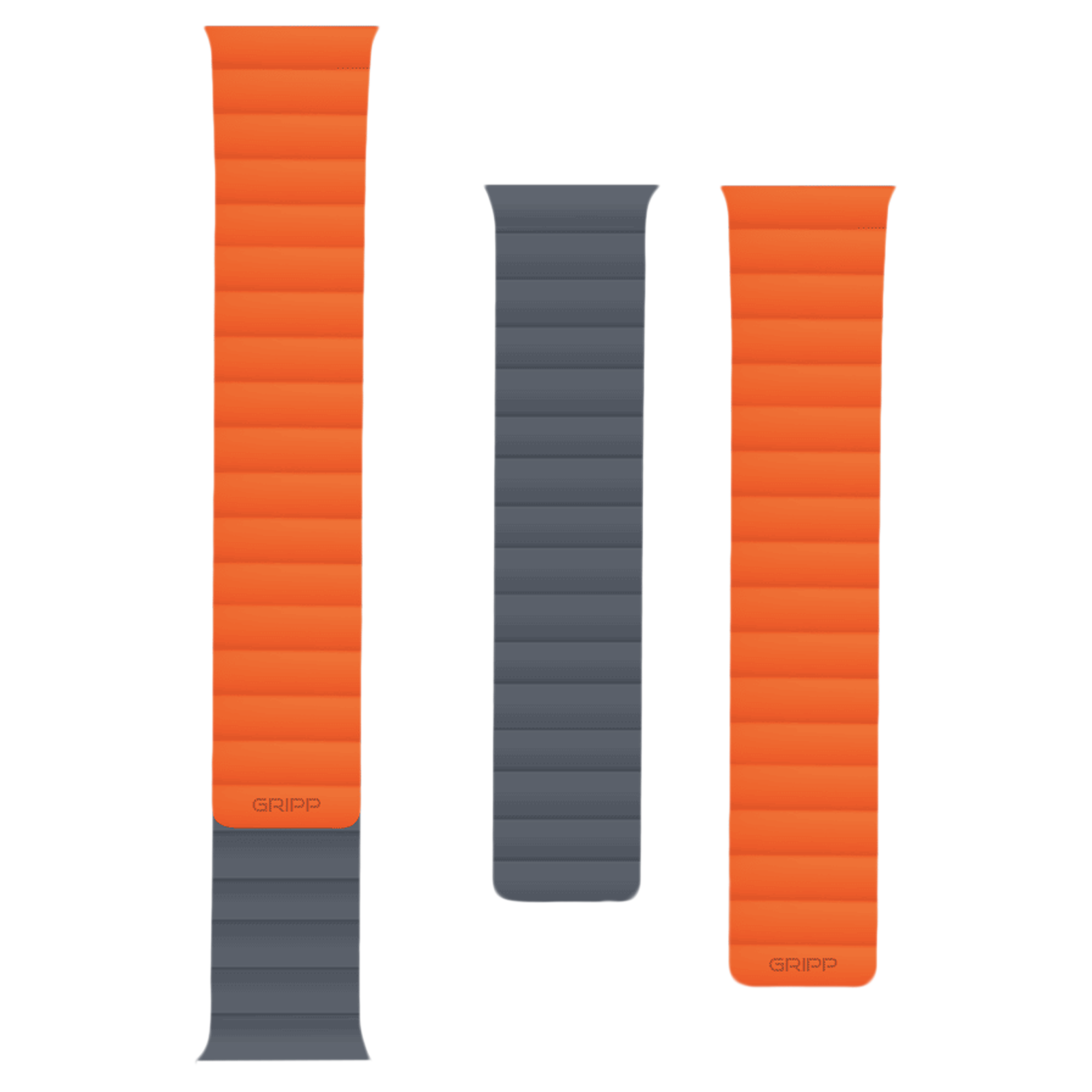 Gripp Reverser Silicone & Nylon Magnetic Strap for Apple Watch Series 7 (42mm, 44mm, 45mm) (Perfect Fit, Grey/Orange)