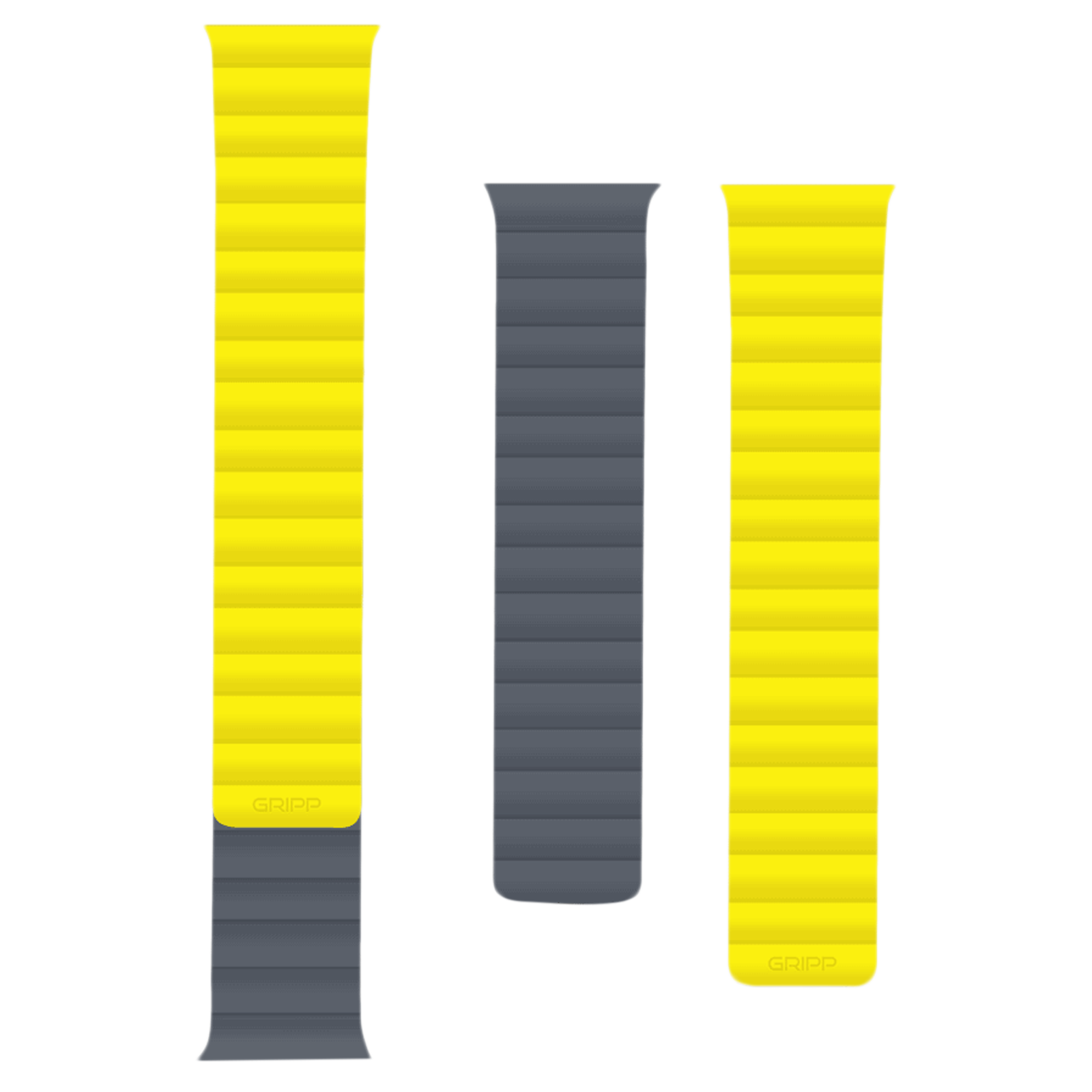 Gripp Reverser Silicone & Nylon Magnetic Strap for Apple Watch Series 7 (42mm, 44mm, 45mm) (Perfect Fit, Grey/Yellow)