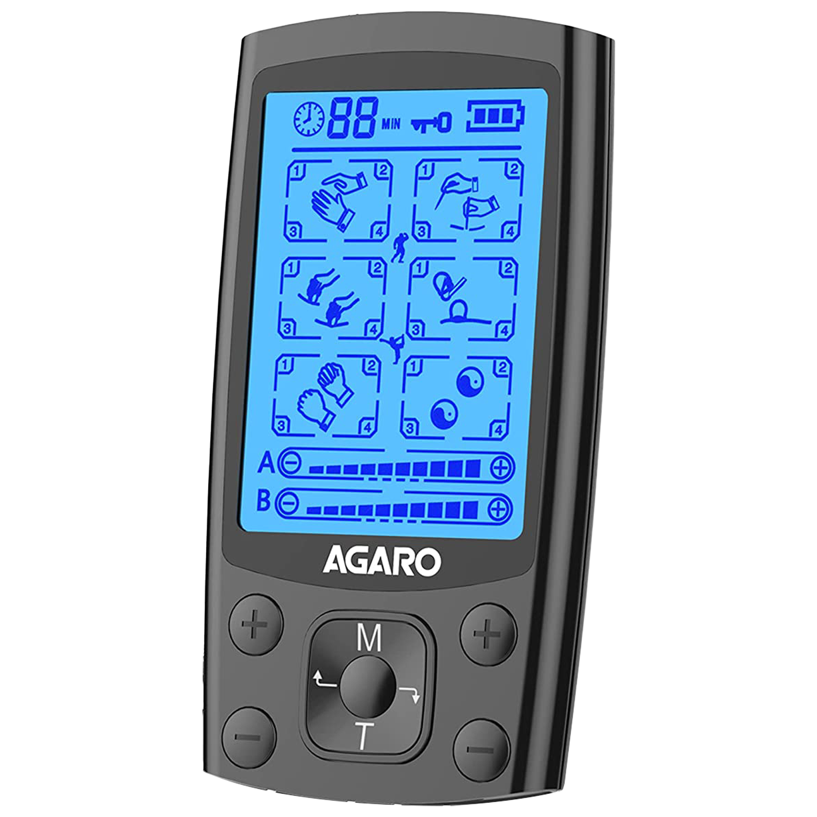 AGARO Tens Dual Channel Knee, Back, Neck Massager (20 Intensity Levels, 33536, Black)