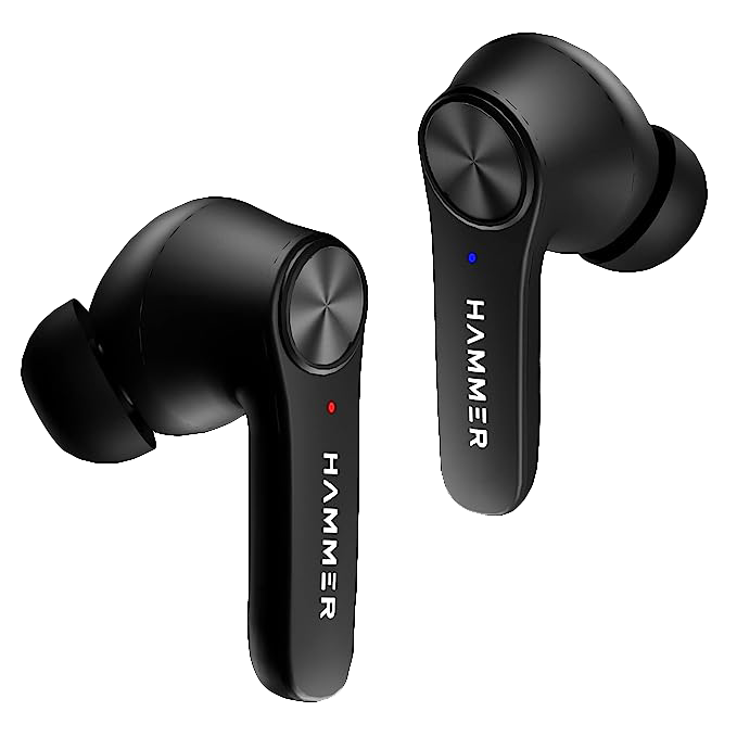 HAMMER Airflow 2.0 TWS Earbuds with Passive Noise Cancellation IPX4 Water Resistant 12 Hours Playtime Midnight Black