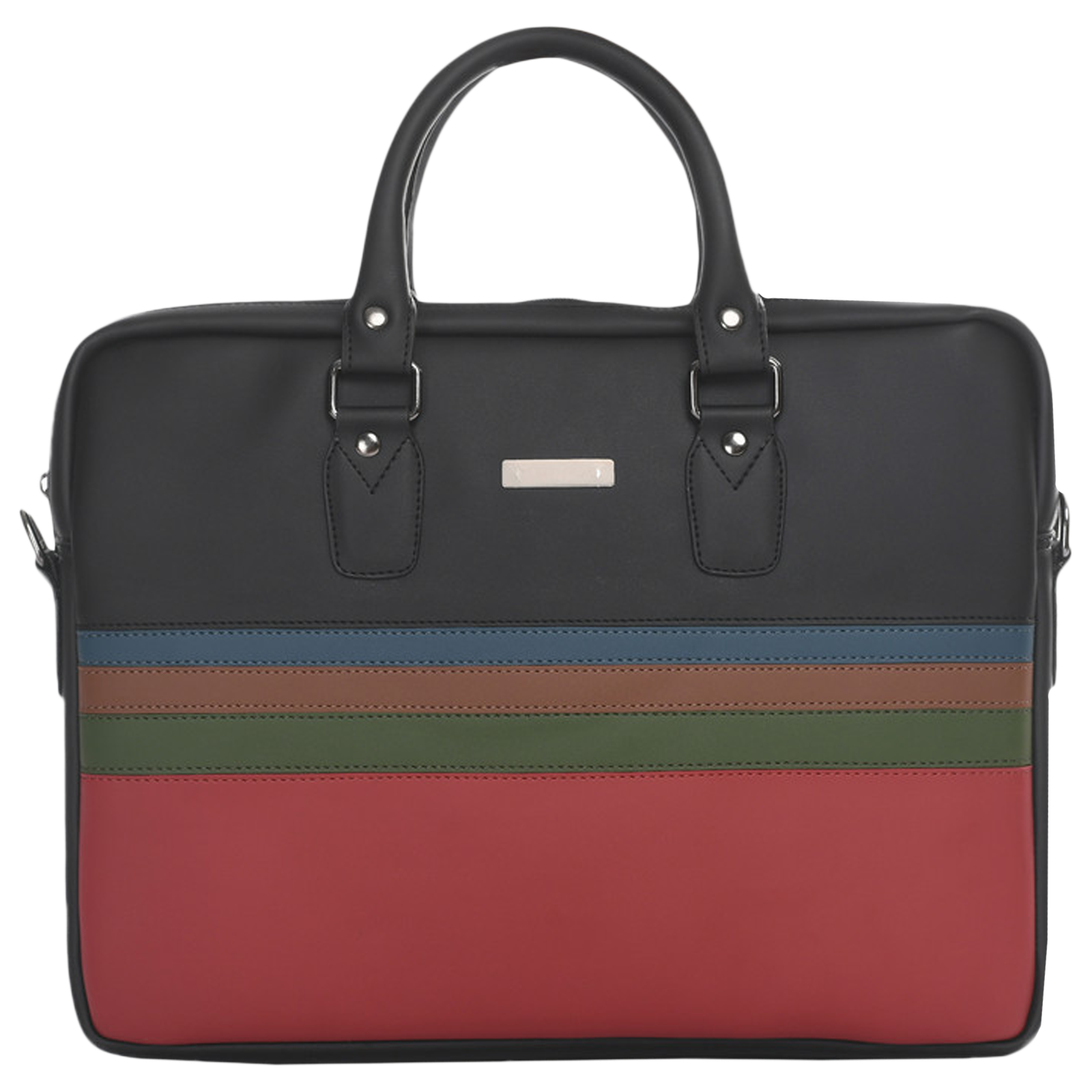 Dr. Vaku MILAN Stripey Vegan Leather Laptop Sling Bag for 13 & 14 Inch Laptop (Water Resistant, Brown/Red)