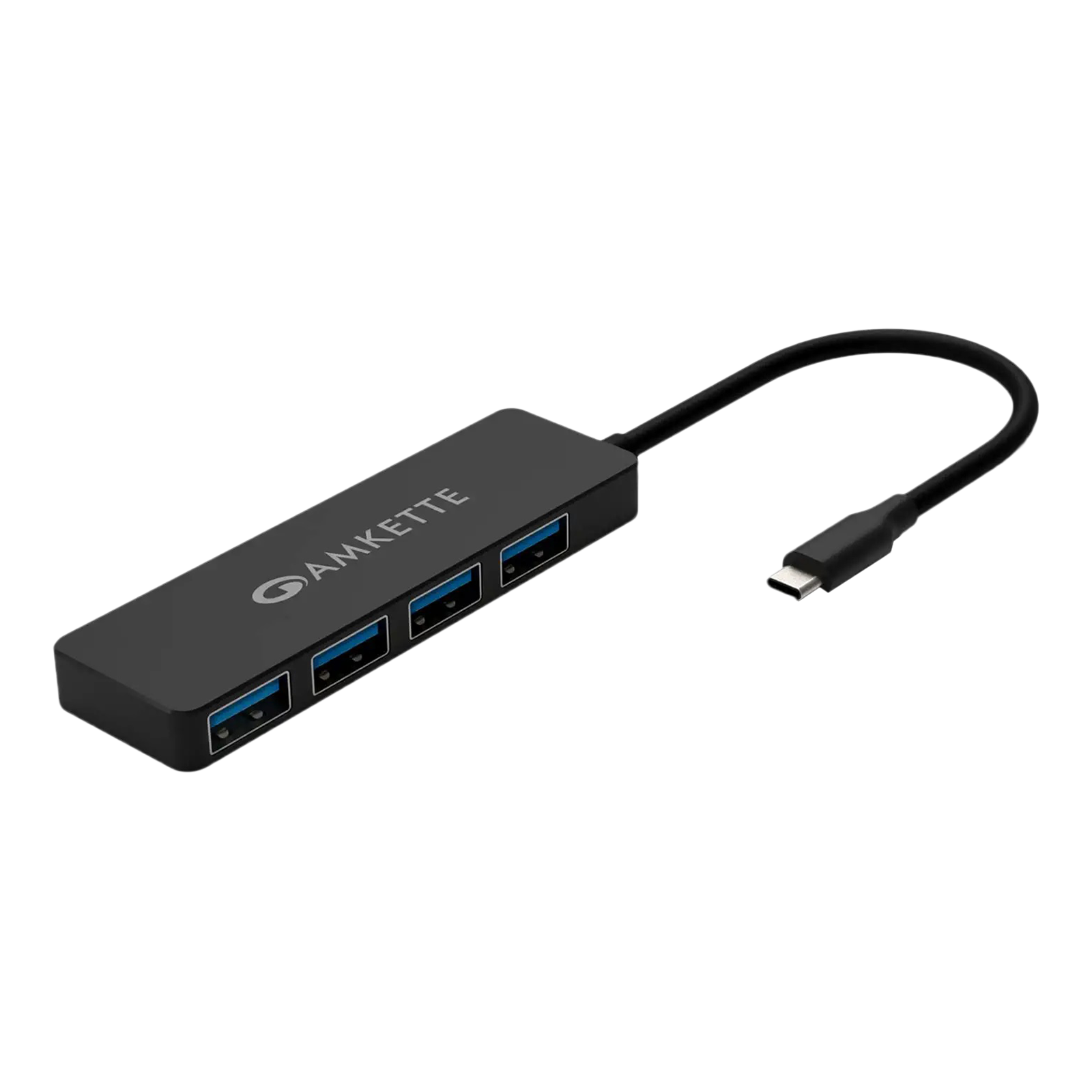 Amkette 4-in-1 USB 3.1 Type C to USB 3.0 Type A USB Hub (Up to 5 Gbps Data Transfer, Black)_1