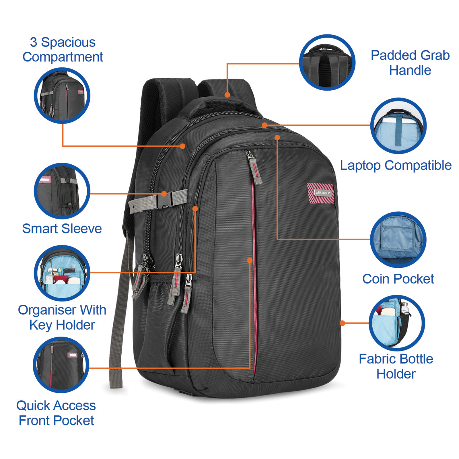 Buy Aristocrat 28 Ltrs Black Medium Backpack Online At Best Price @ Tata  CLiQ
