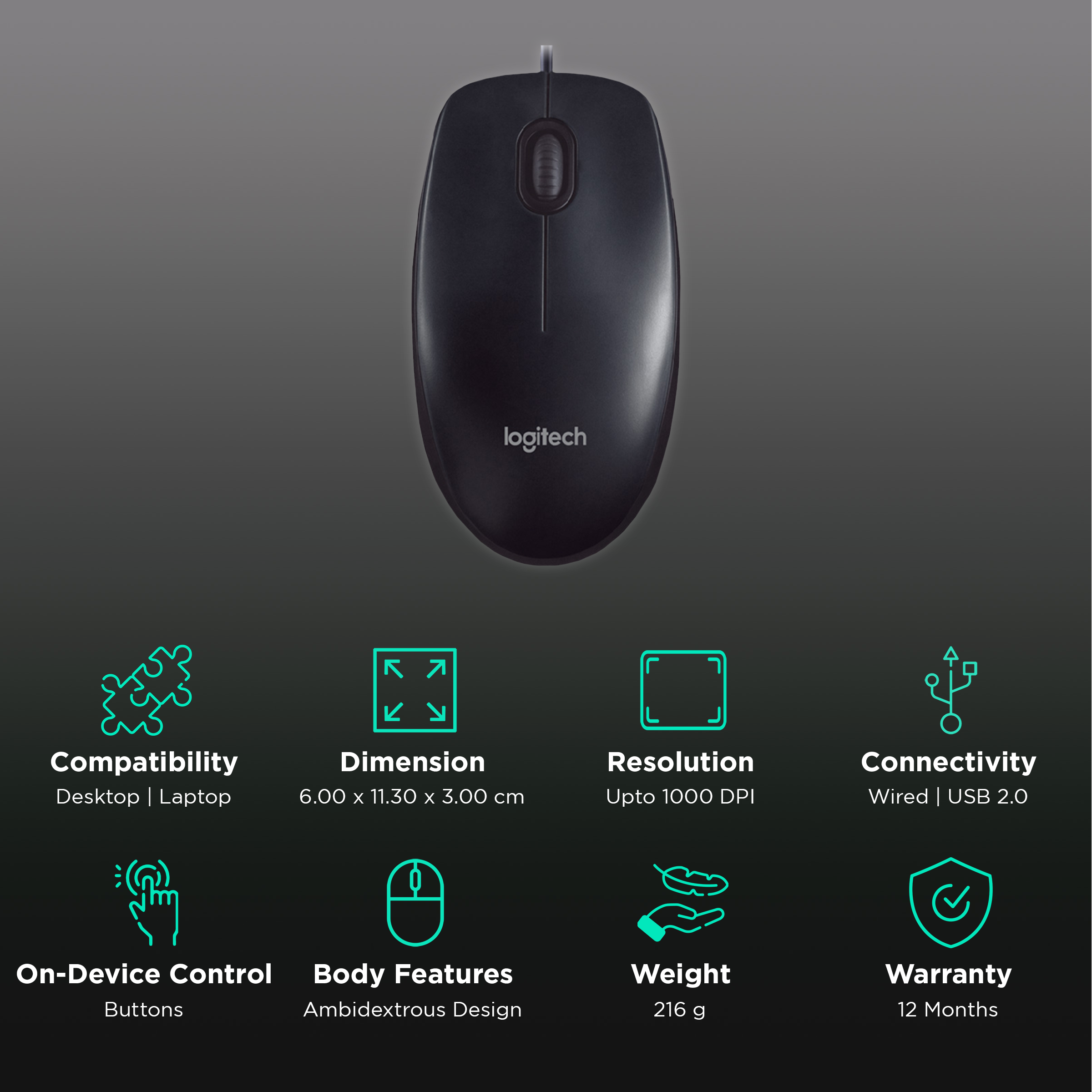 Buy logitech M90 Wired Optical Mouse (1000 DPI, Precise Optical ...