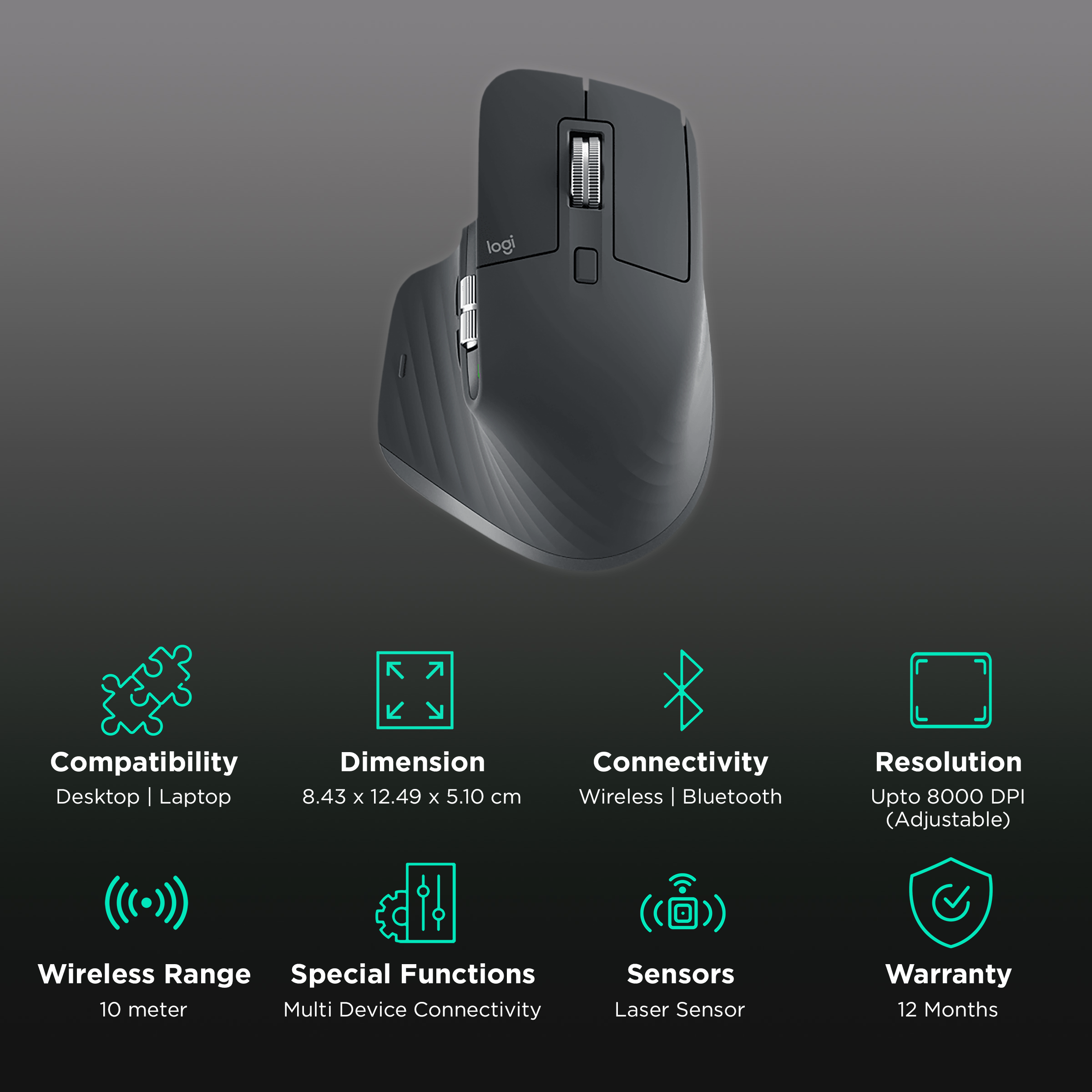 Buy logitech MX Master 3S Rechargeable Wireless Laser Performance Mouse ...
