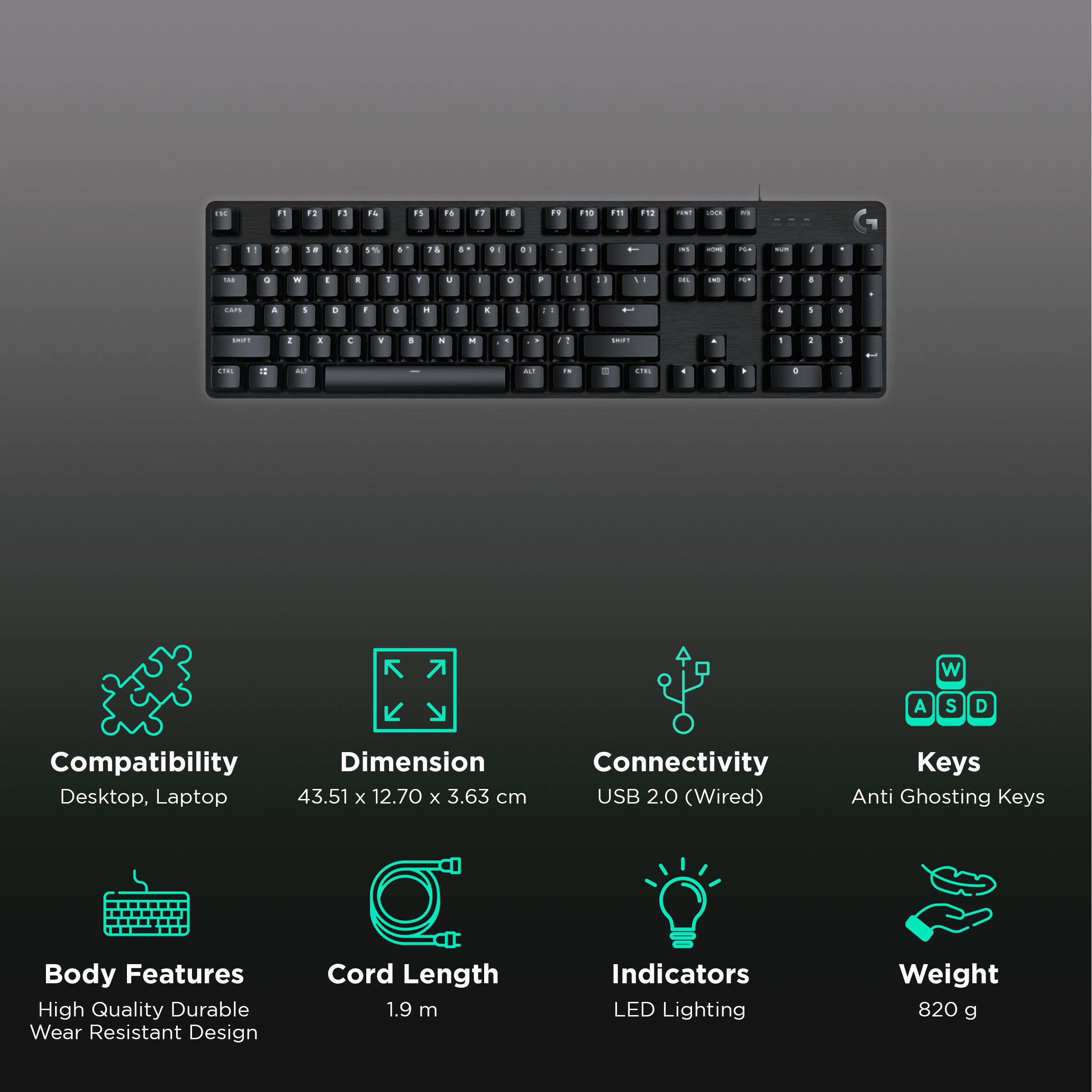 logitech G413 SE Wired Gaming Keyboard with Backlit Keys (Heat Resistant, Black)_2