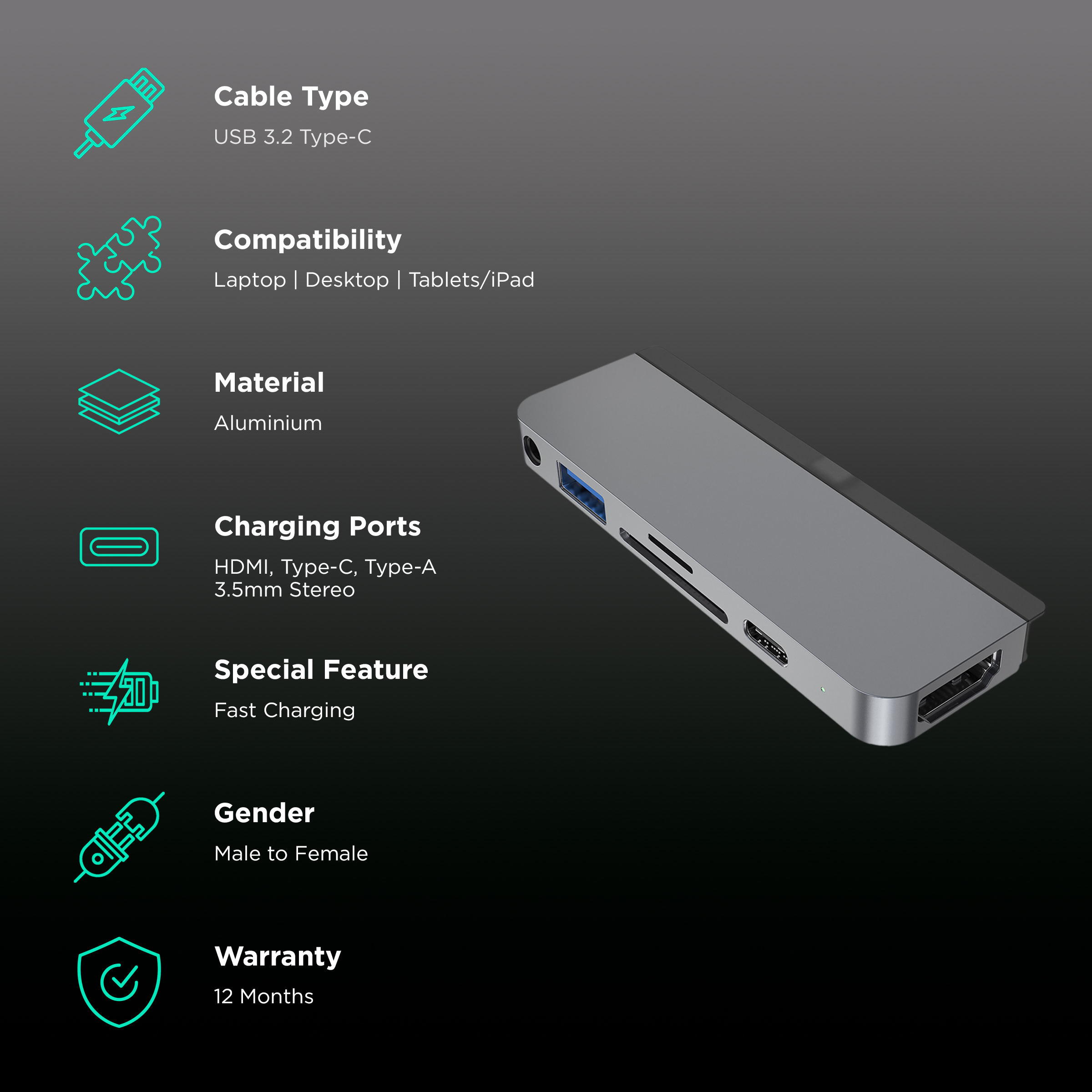 HyperDrive 6-in-1 USB-C Media Hub –