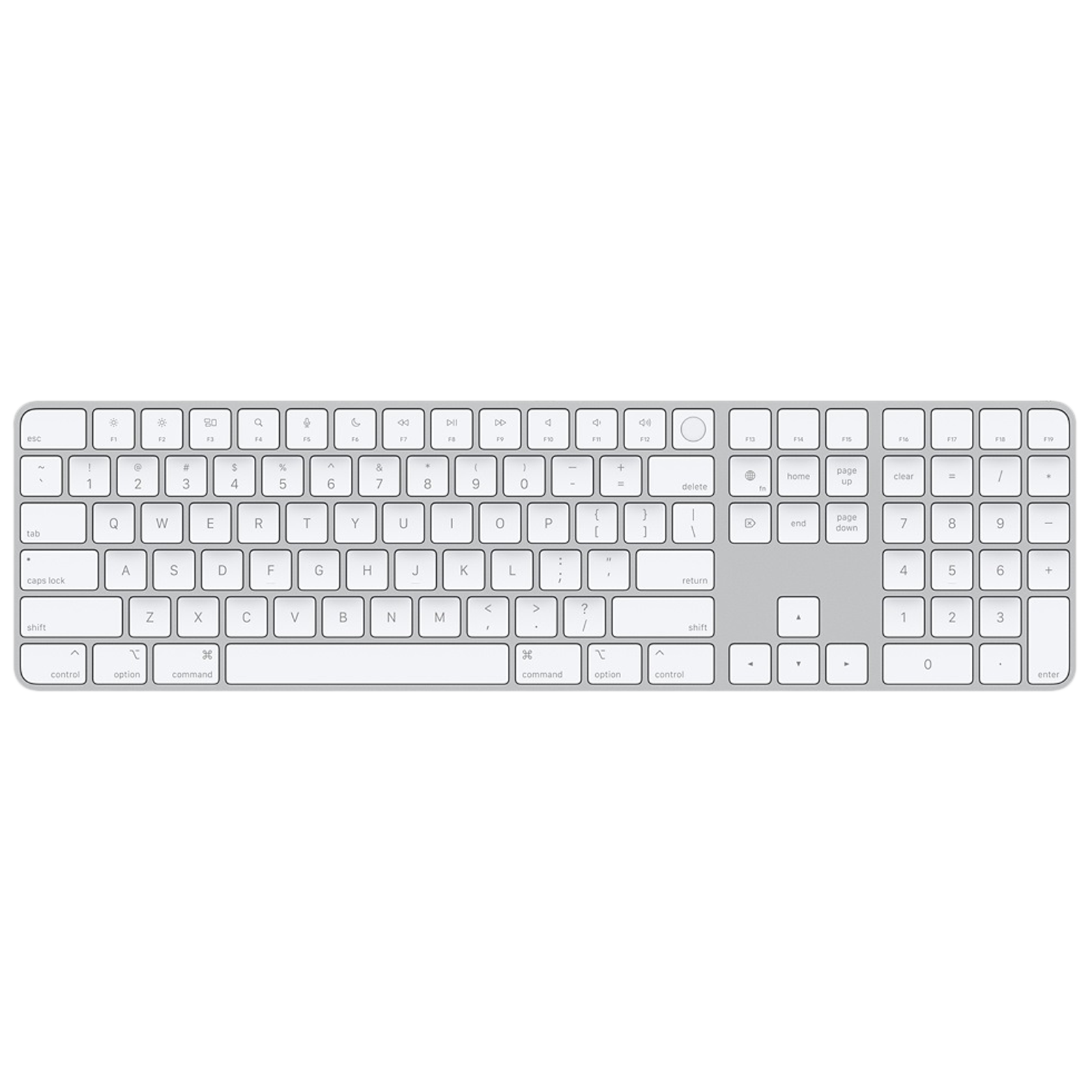 Apple Magic Rechargeable Bluetooth Wireless Keyboard with Number Pad (Touch ID, White)