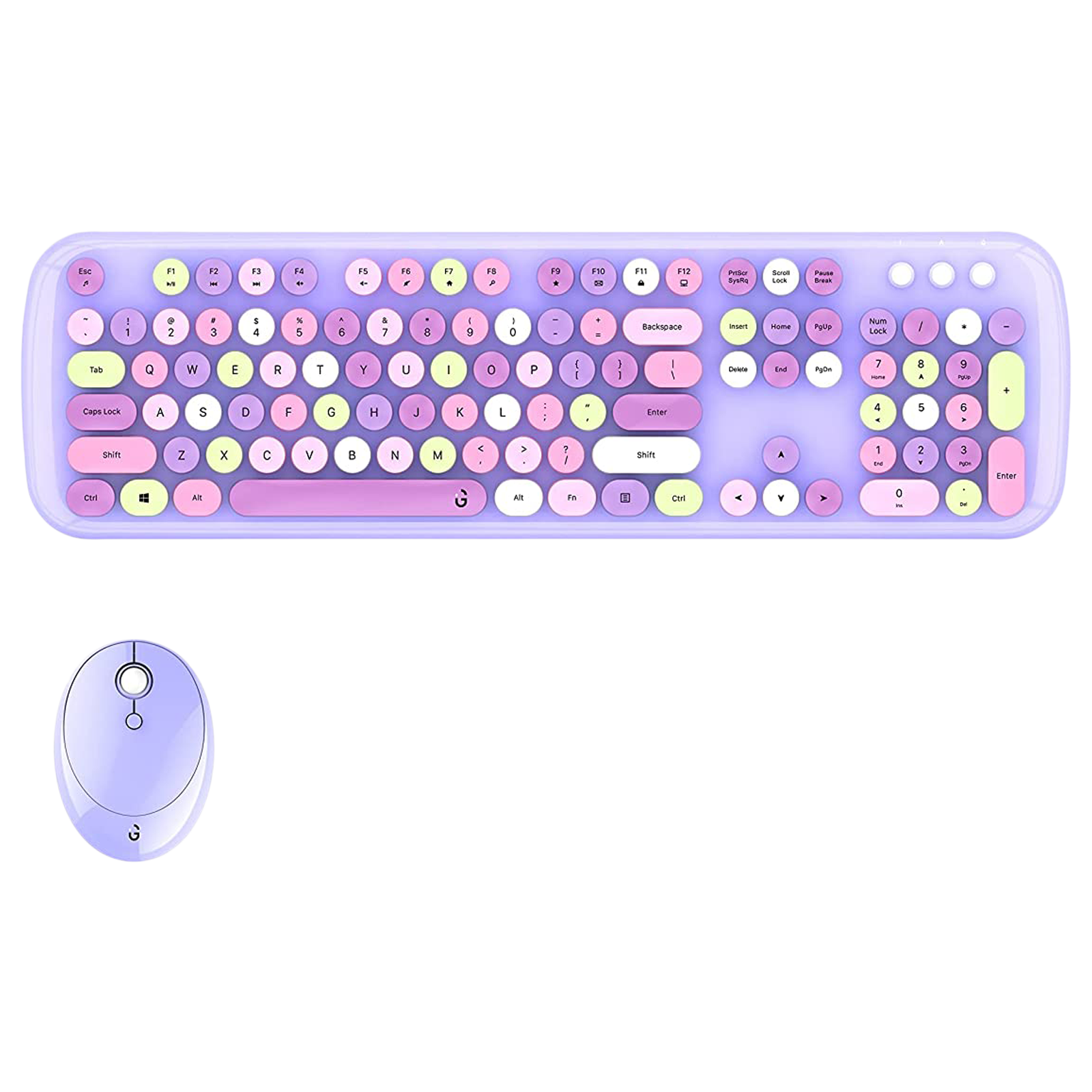 iGear KeyBee Pro Wireless Keyboard & Mouse Combo (104 Keys, 1600 DPI Adjustable, Removable Key Caps, Purple)_1