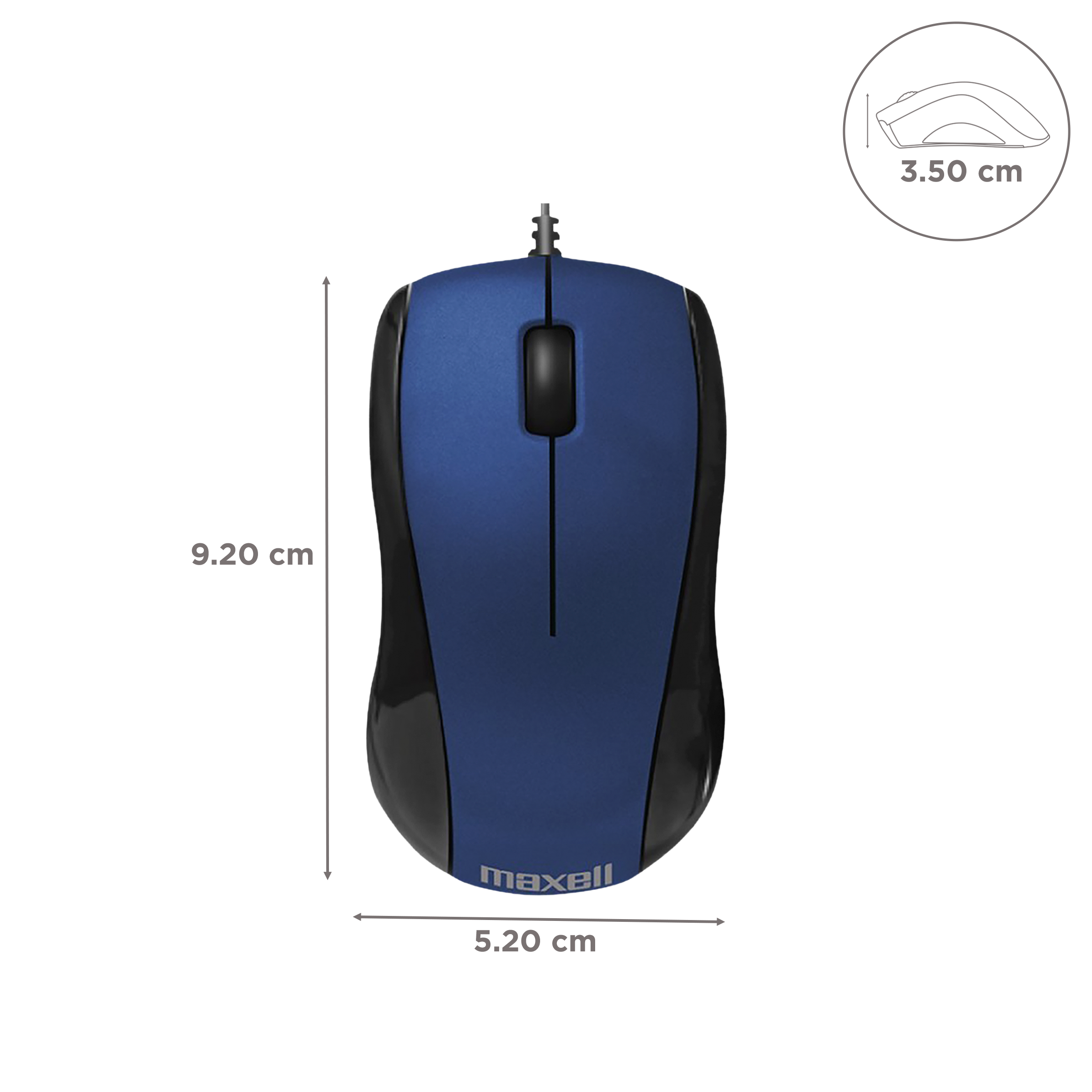 Maxell MOWR-101 Wired Optical Mouse (1000 DPI, Ergonomic Design, Dark Blue)_3