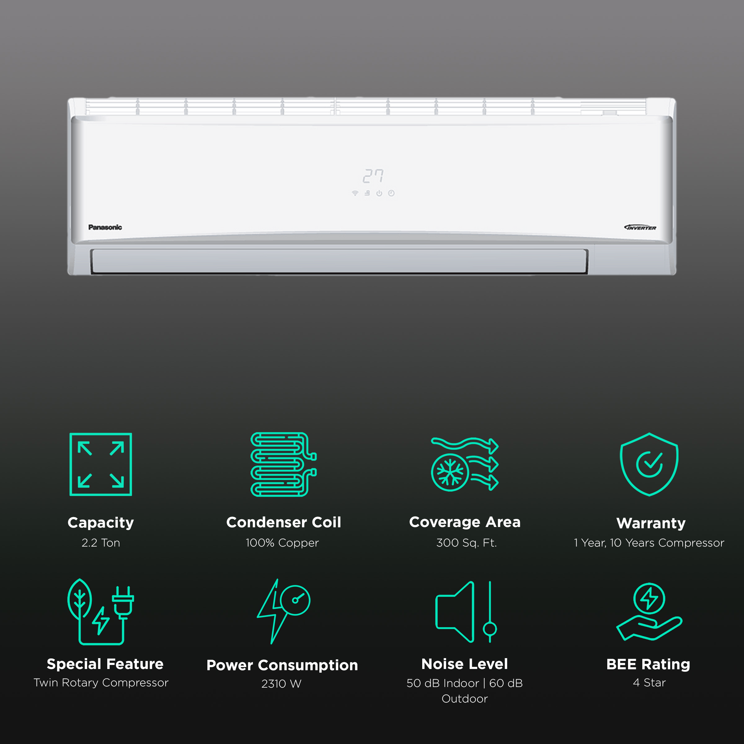 panasonic 2.2 ton 4 star inverter ac