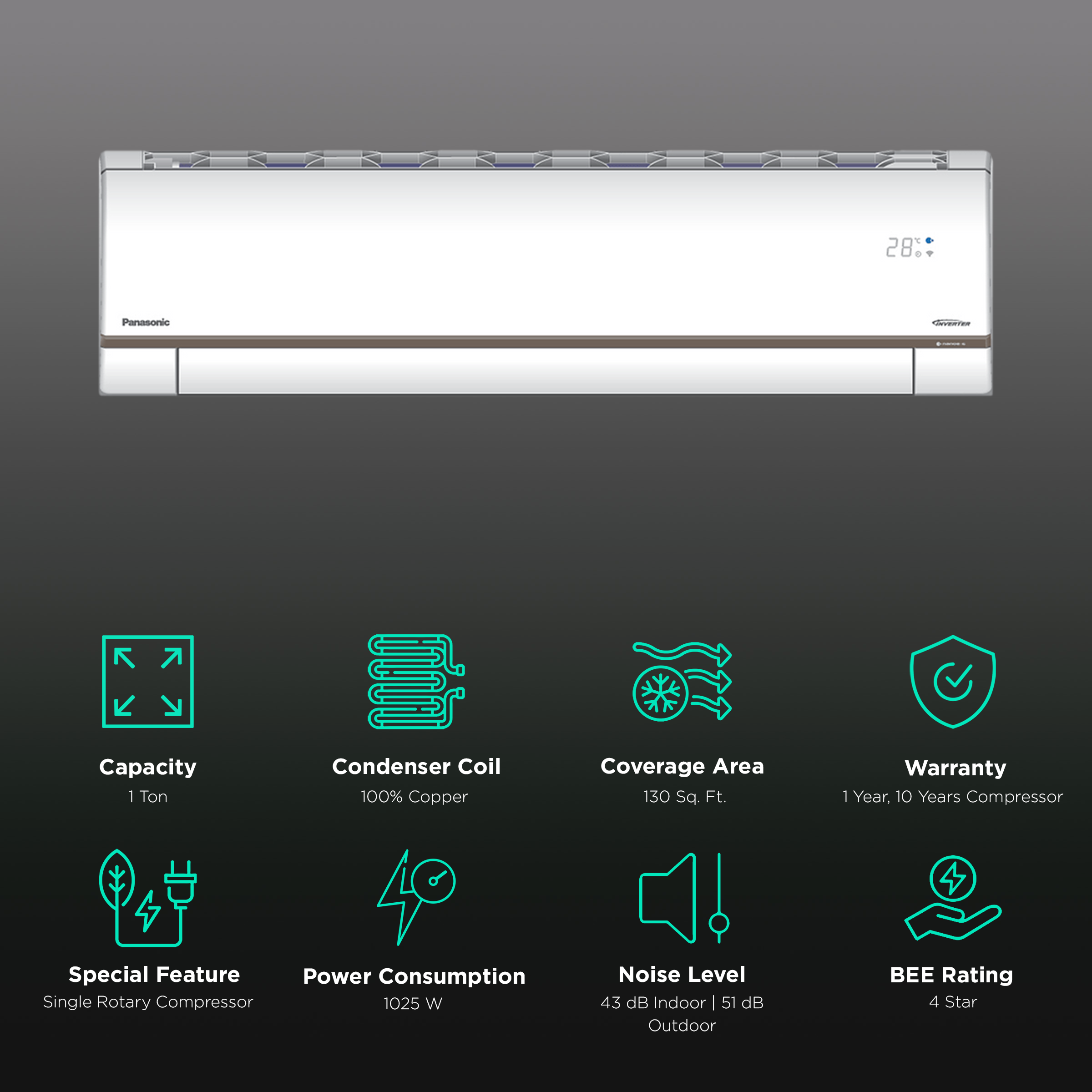 panasonic 4 star split ac