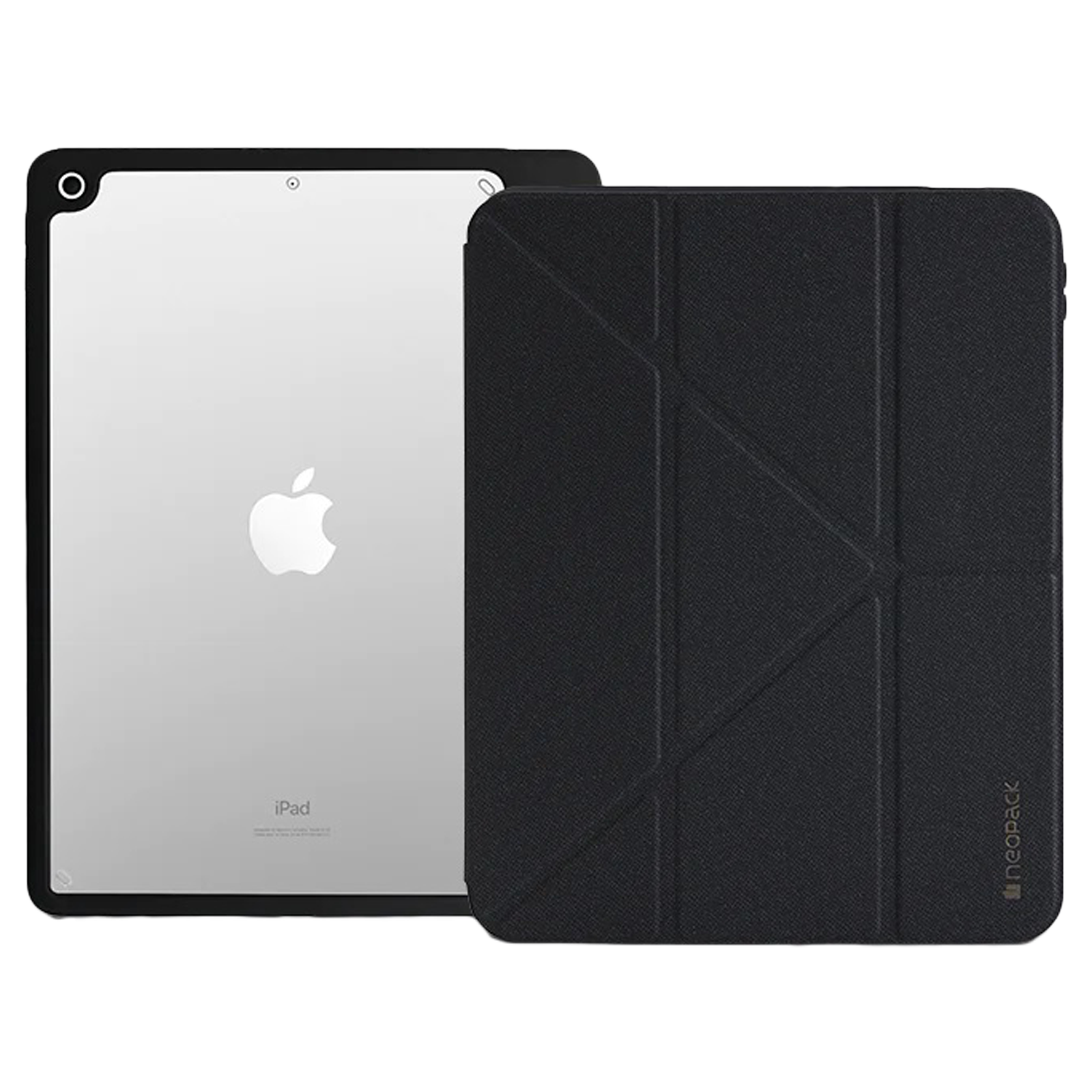 neopack Alpha Flip Case for Apple iPad 10.2 Inch with Pencil Holder (All Gen) (Transparent Back Shell Design, Black)