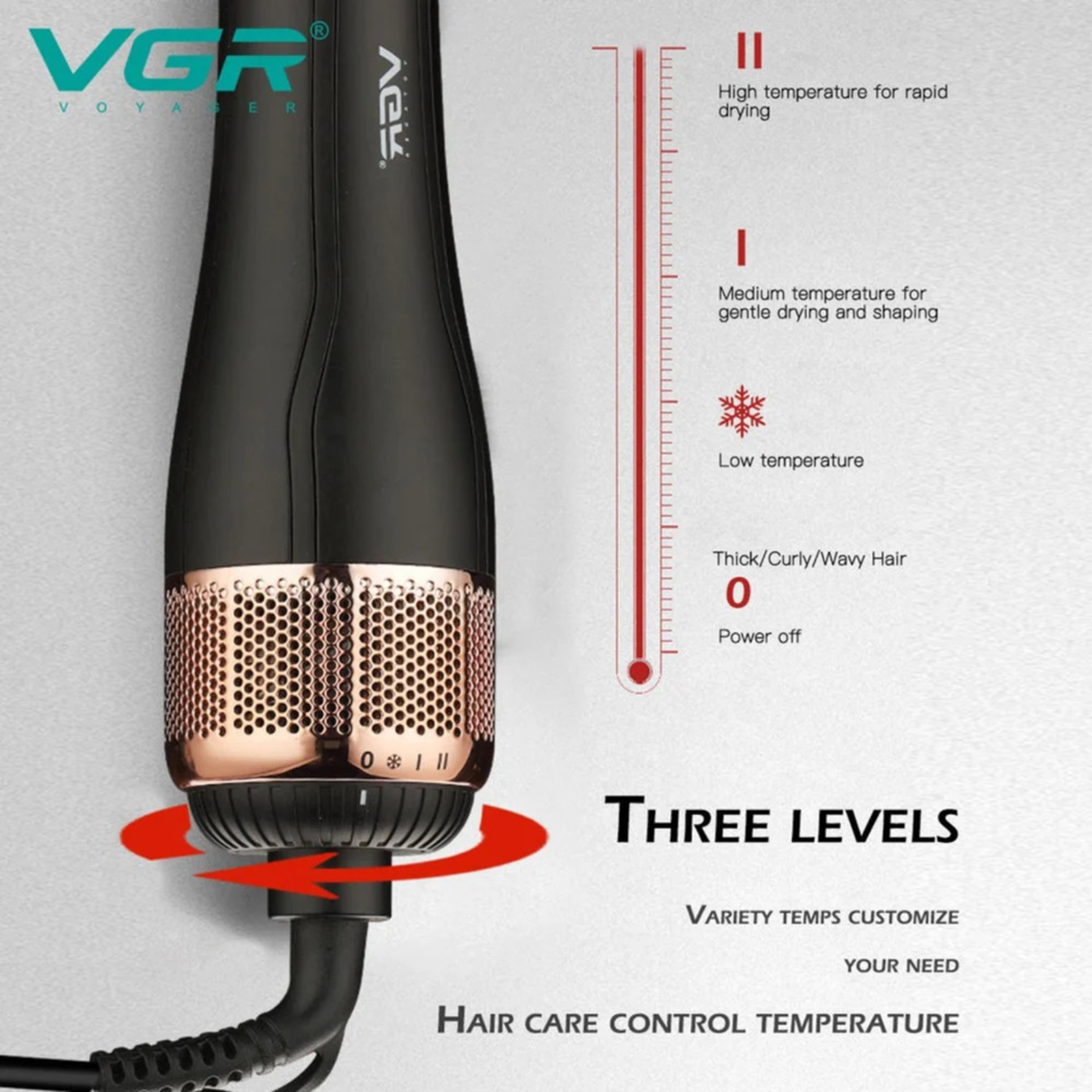 VGR Hair Dryer (360 Degree Swivel Cord, VGR 492, Black)_3