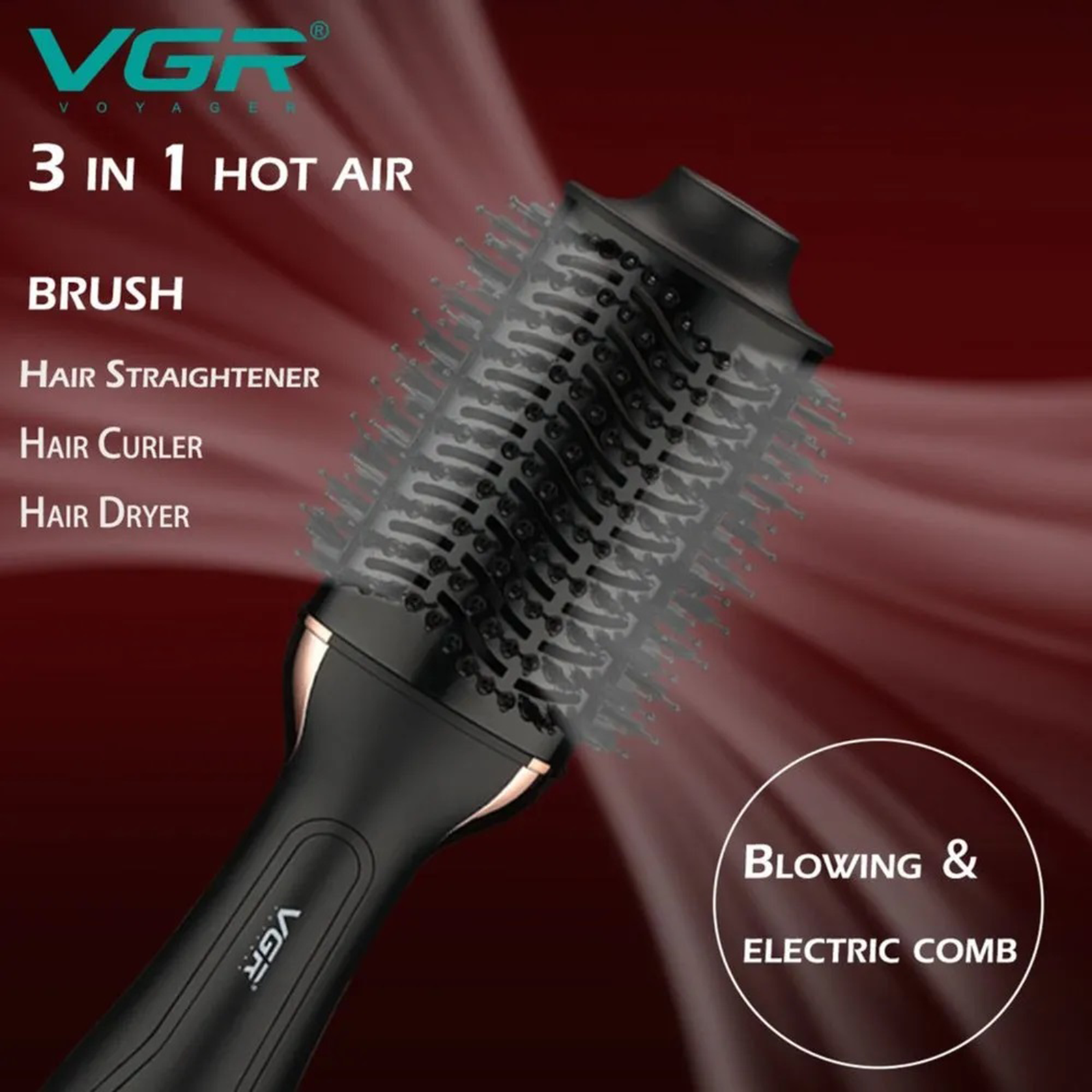 VGR Hair Dryer (360 Degree Swivel Cord, VGR 492, Black)_4