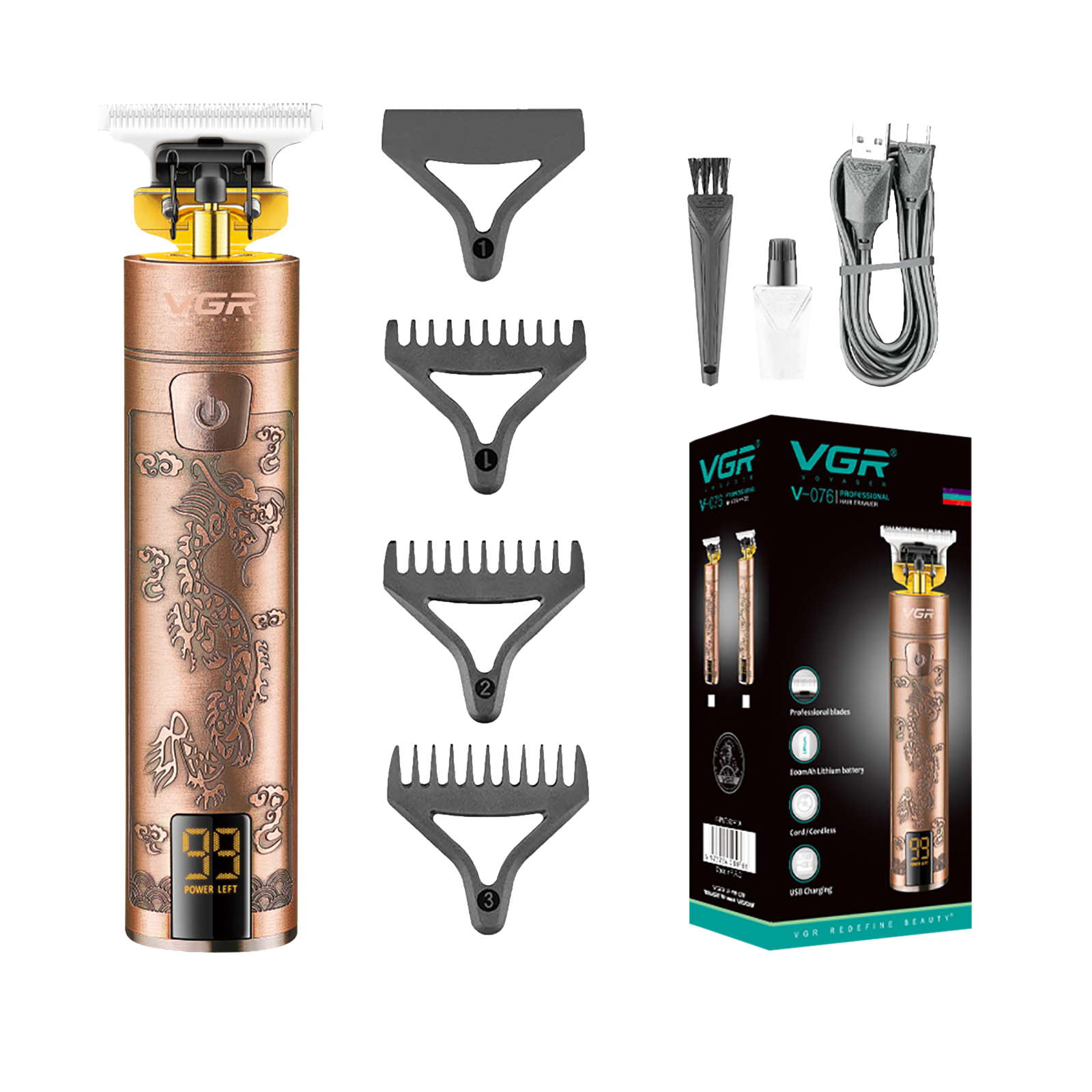 VGR V-076 Stainless Steel Blades Cordless Trimmer (Multiple Cutting Lengths, VGRINDIAVGR076COPP, Copper)_1