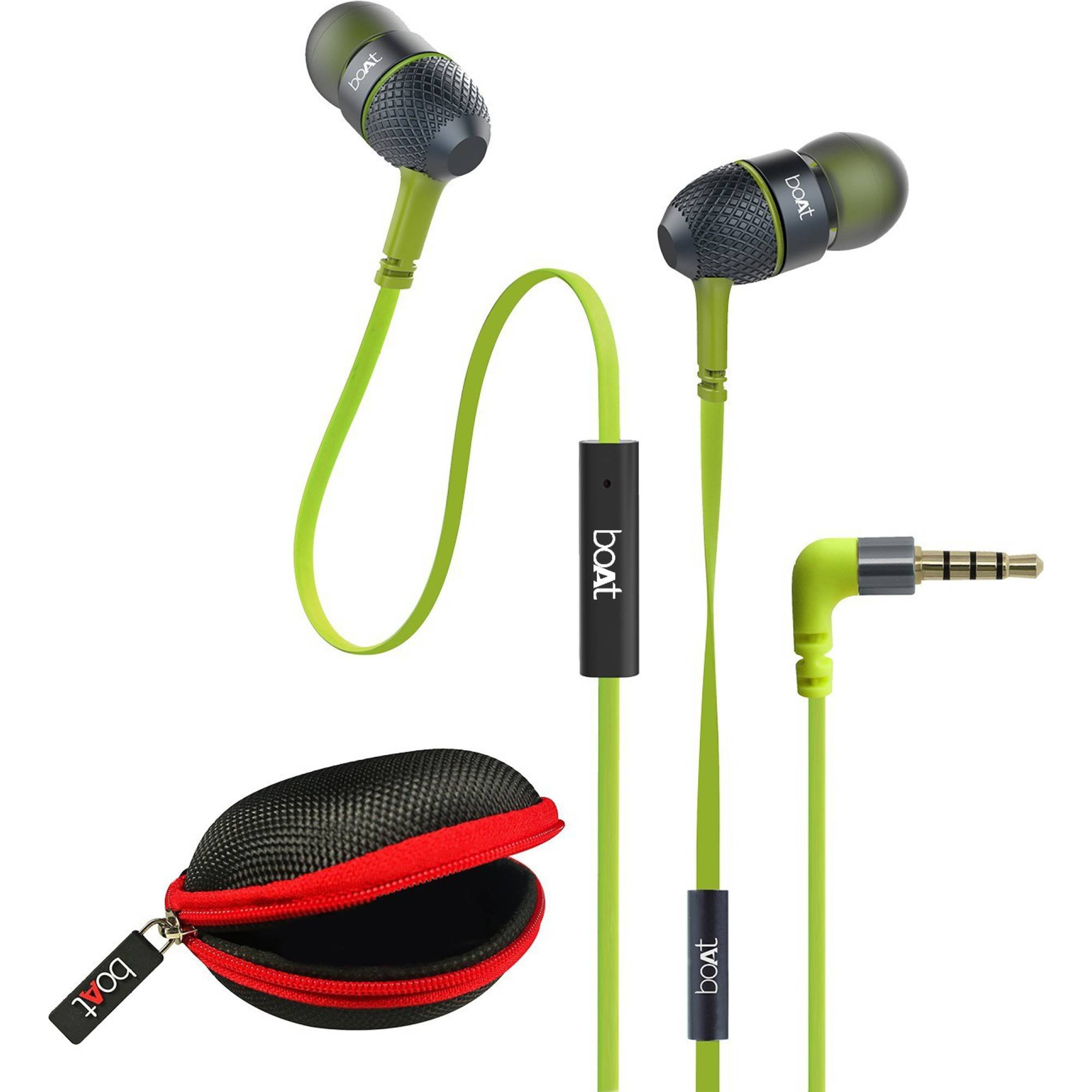 Buy boAt BassHeads 225 Wired Earphone with Mic (In Ear, Lime) Online - Croma