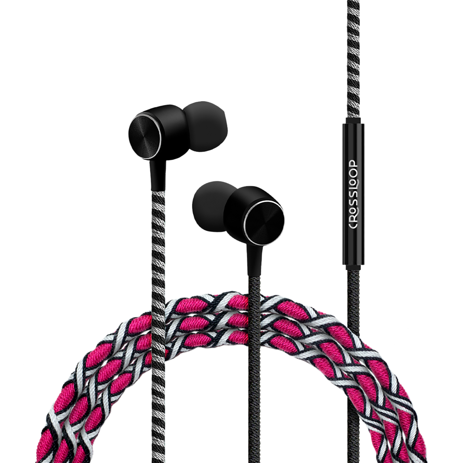 CROSSLOOP Pro Series CSLE023-E Wired Earphone with Mic (In Ear, Pink & Black)