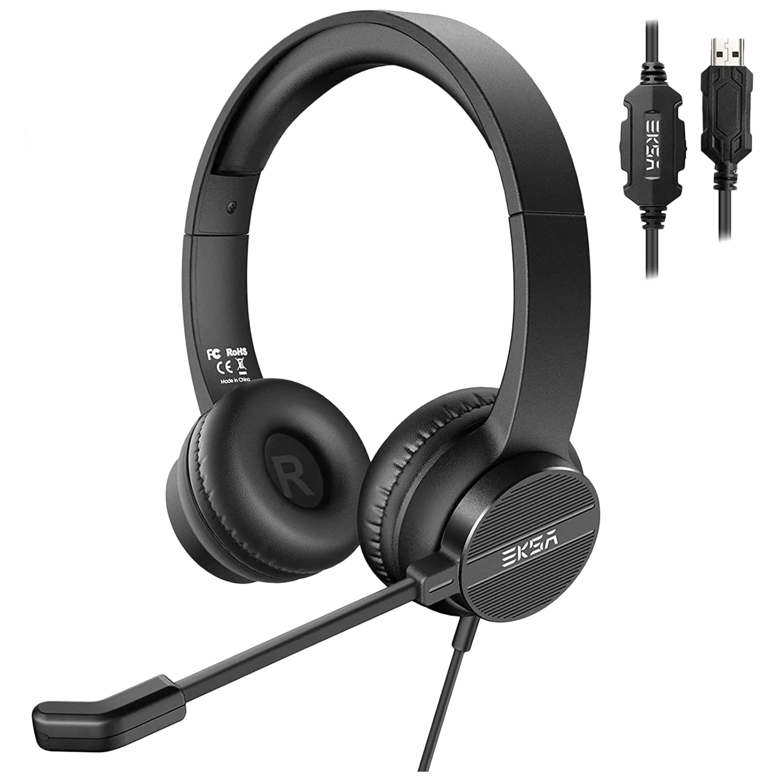 

EKSA H12E Over-Ear Wired Headset with Mic (ENC Chipset, Black)