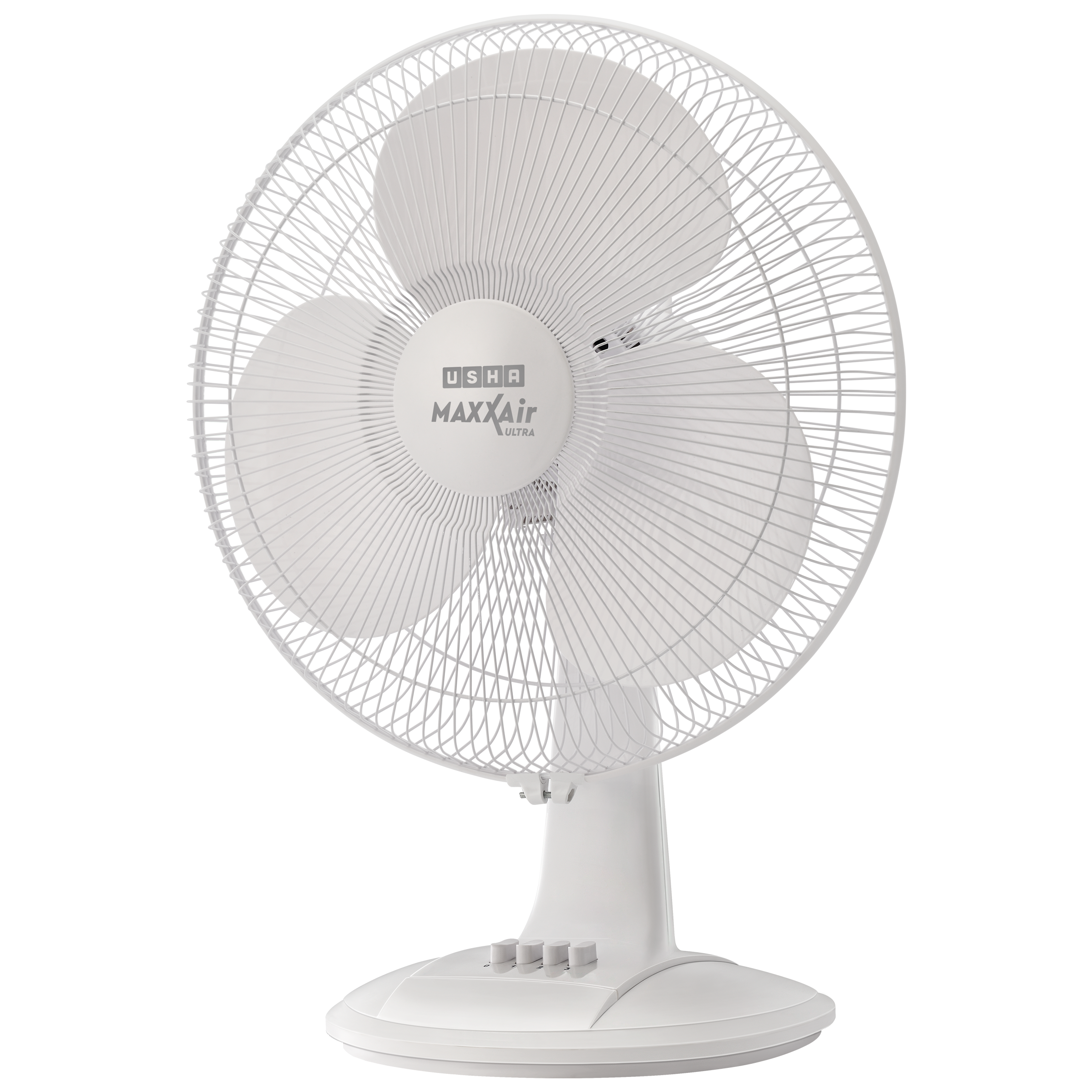 USHA Maxx Air Ultra 400mm 3 Blade Thermal Overload Protector Table Fan (Jerk Free Oscillation, White)