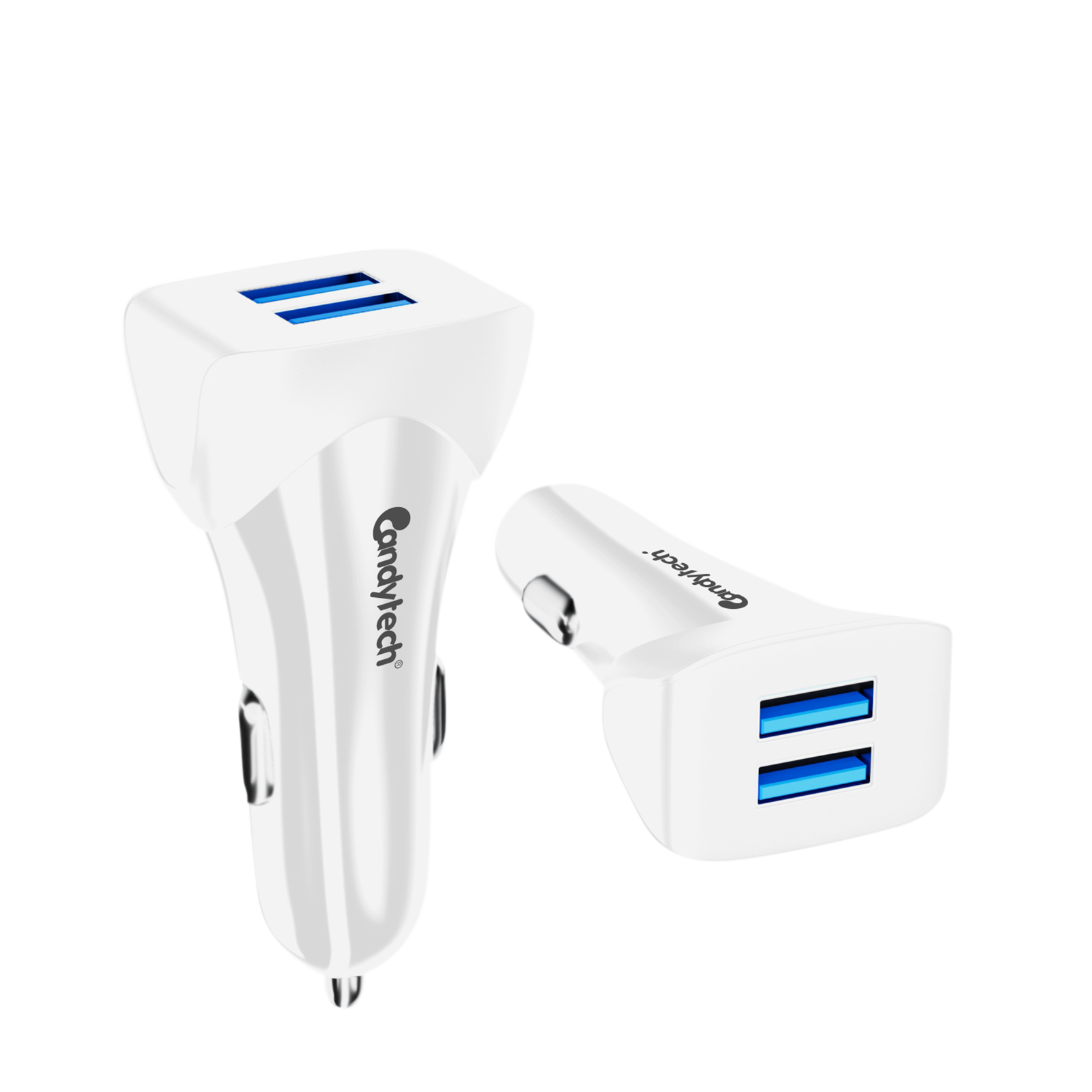 Candytech 3 Ampere 2 USB Ports Car Charging Adapter (Super Fast Charging, CC-15, White)
