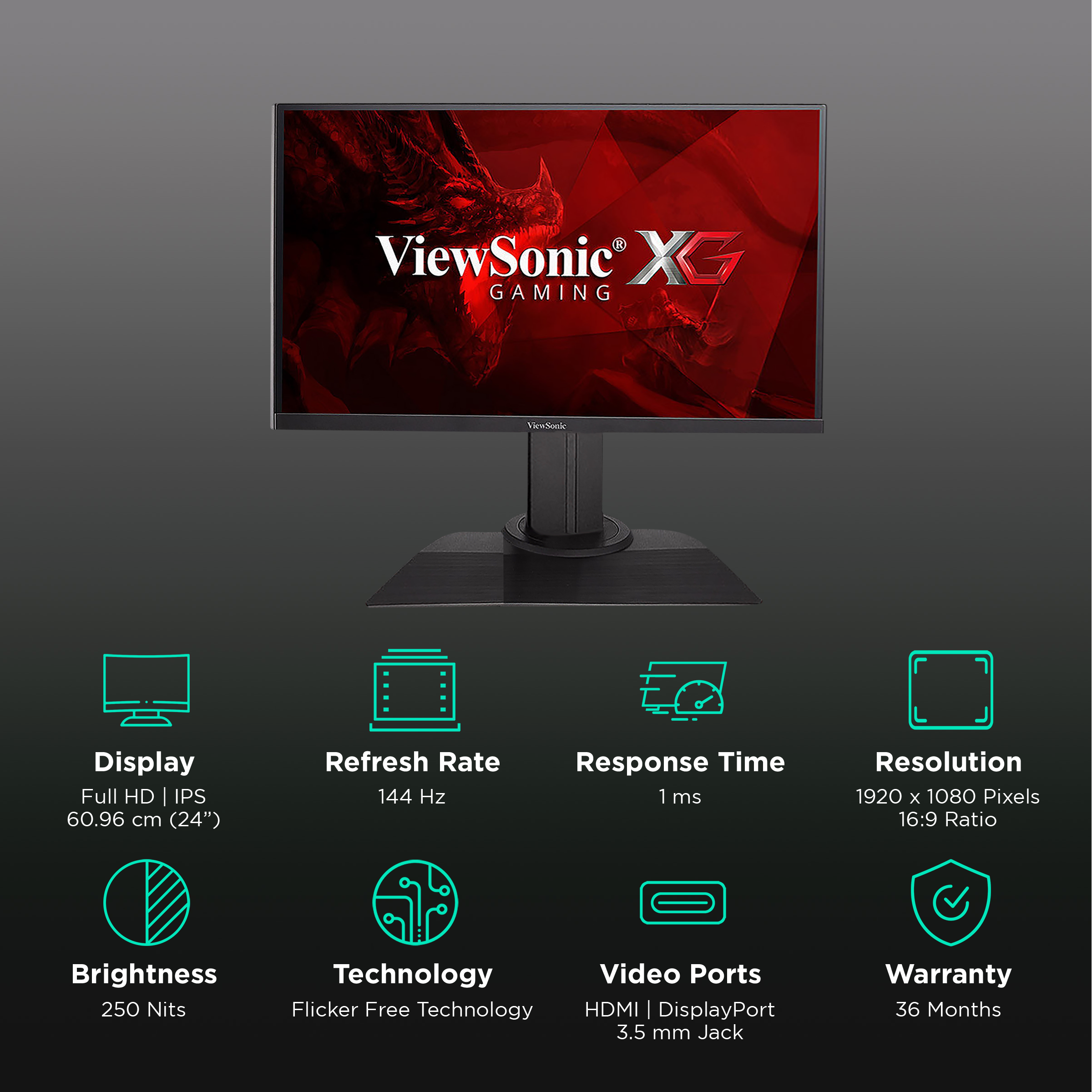 ViewSonic XG 60.96 cm (24 inch) Full HD IPS Panel LED 3-Side Borderless Height Adjustable Gaming Monitor with Flicker-Free Technology_3
