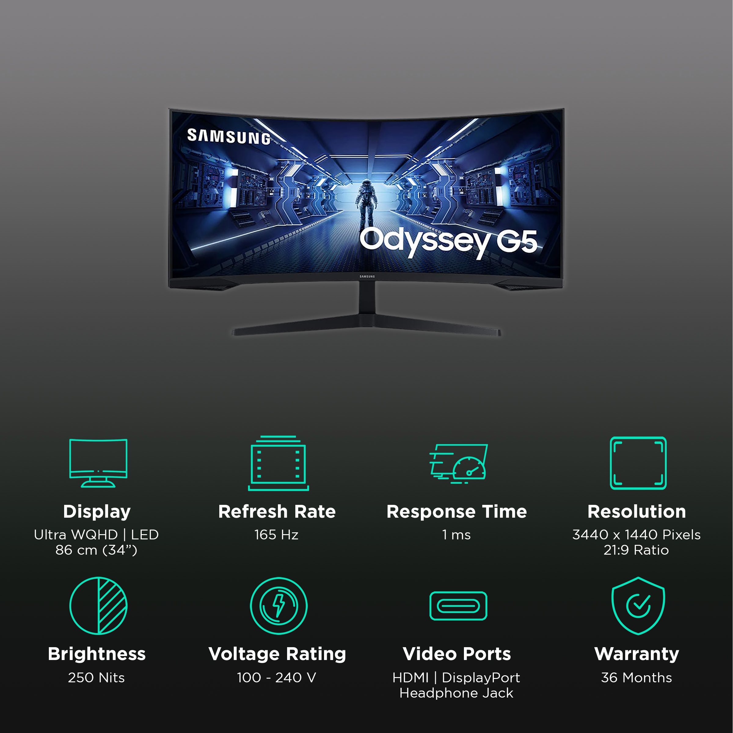 Samsung G5 Odyssey 34 21:9 Curved 165 Hz FreeSync