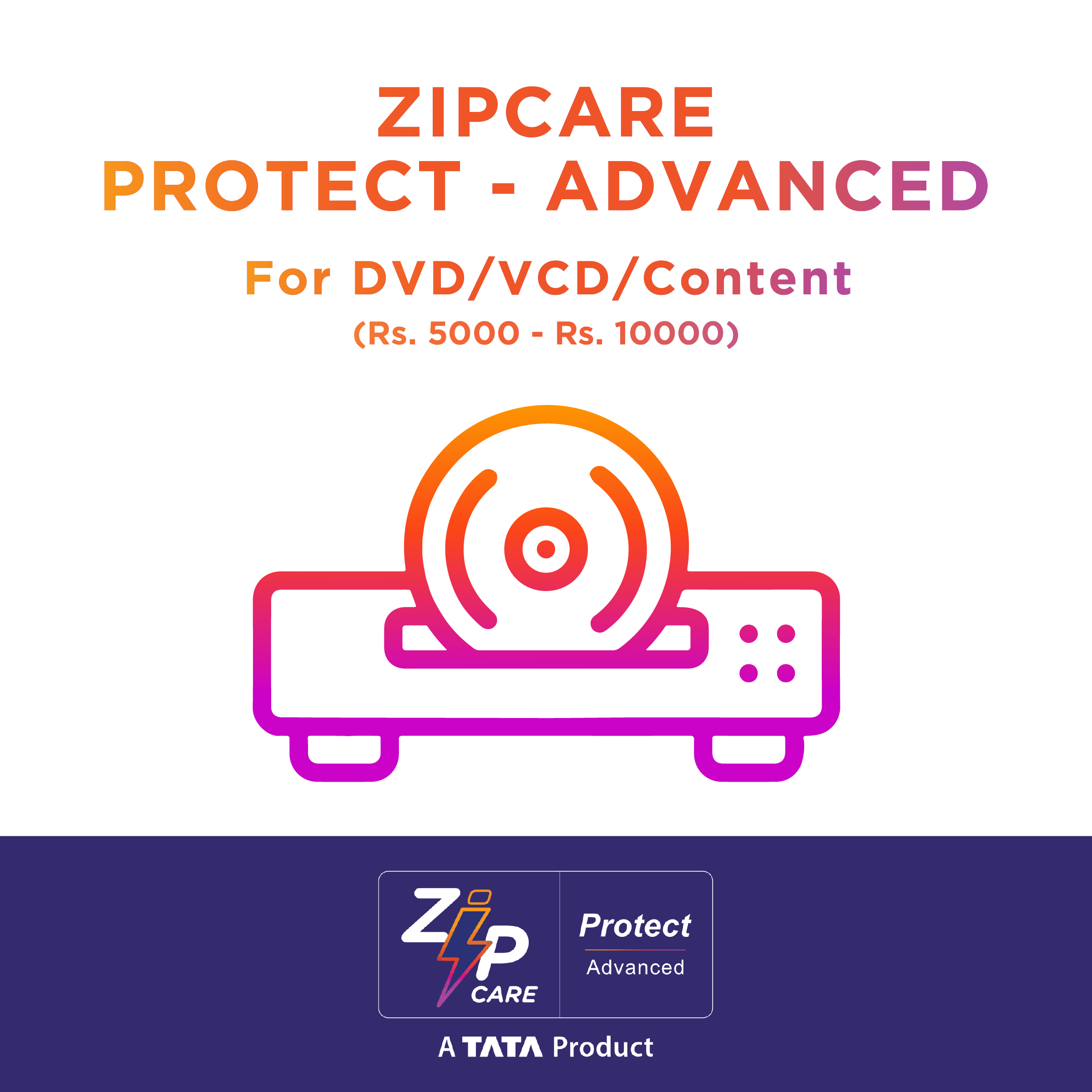 ZipCare Protect Advanced 1 Year for DVD/VCD/Content (Rs. 5000 - Rs. 10000)_1