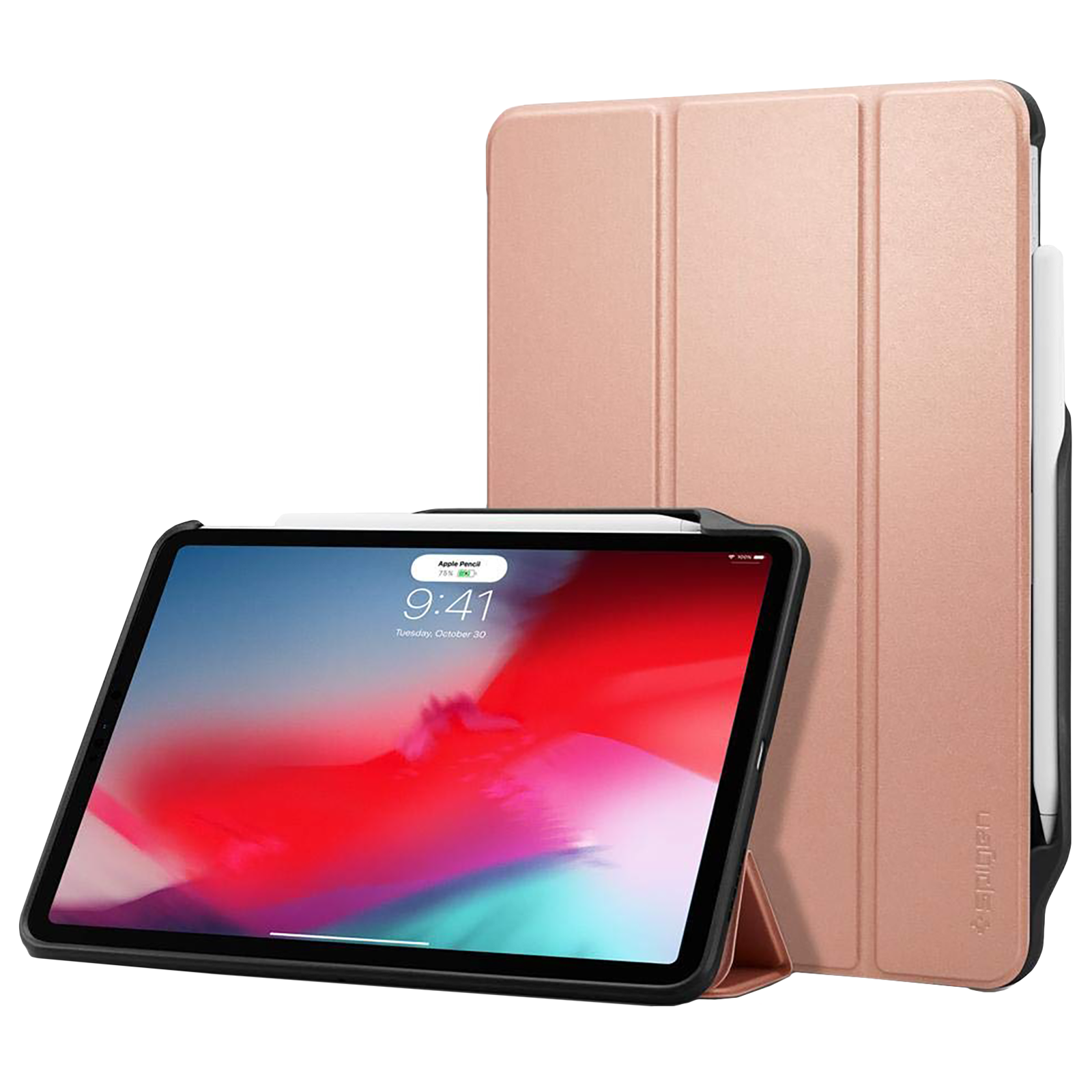 Spigen Smart Fold 2 Polycarbonate, TPU Flip Cover for Apple iPad Pro (Built-in Pen Slot, Rose Gold)