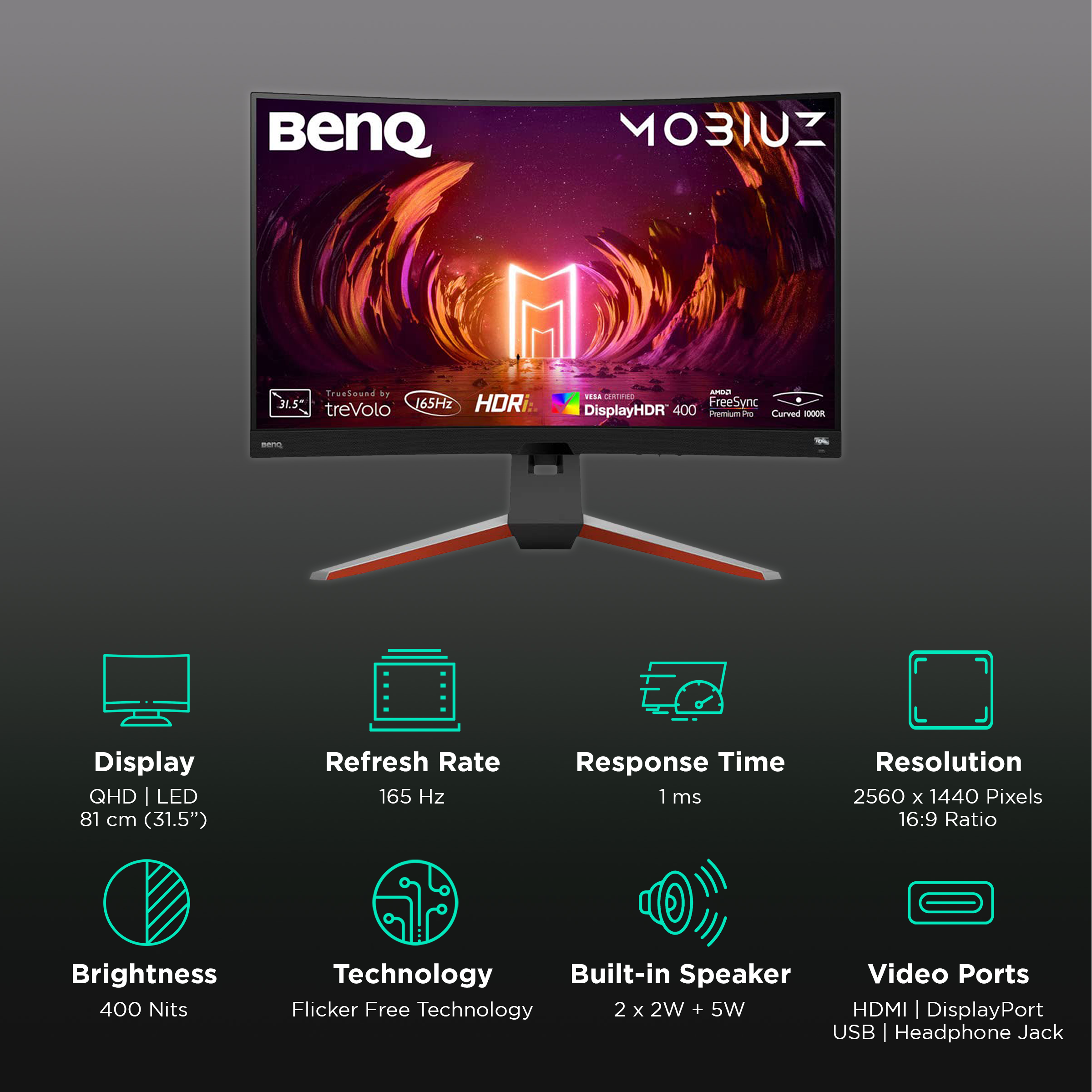 BenQ Mobiuz EX3210R - LED monitor - curved - 31.5 - HDR - EX3210R -  Computer Monitors 