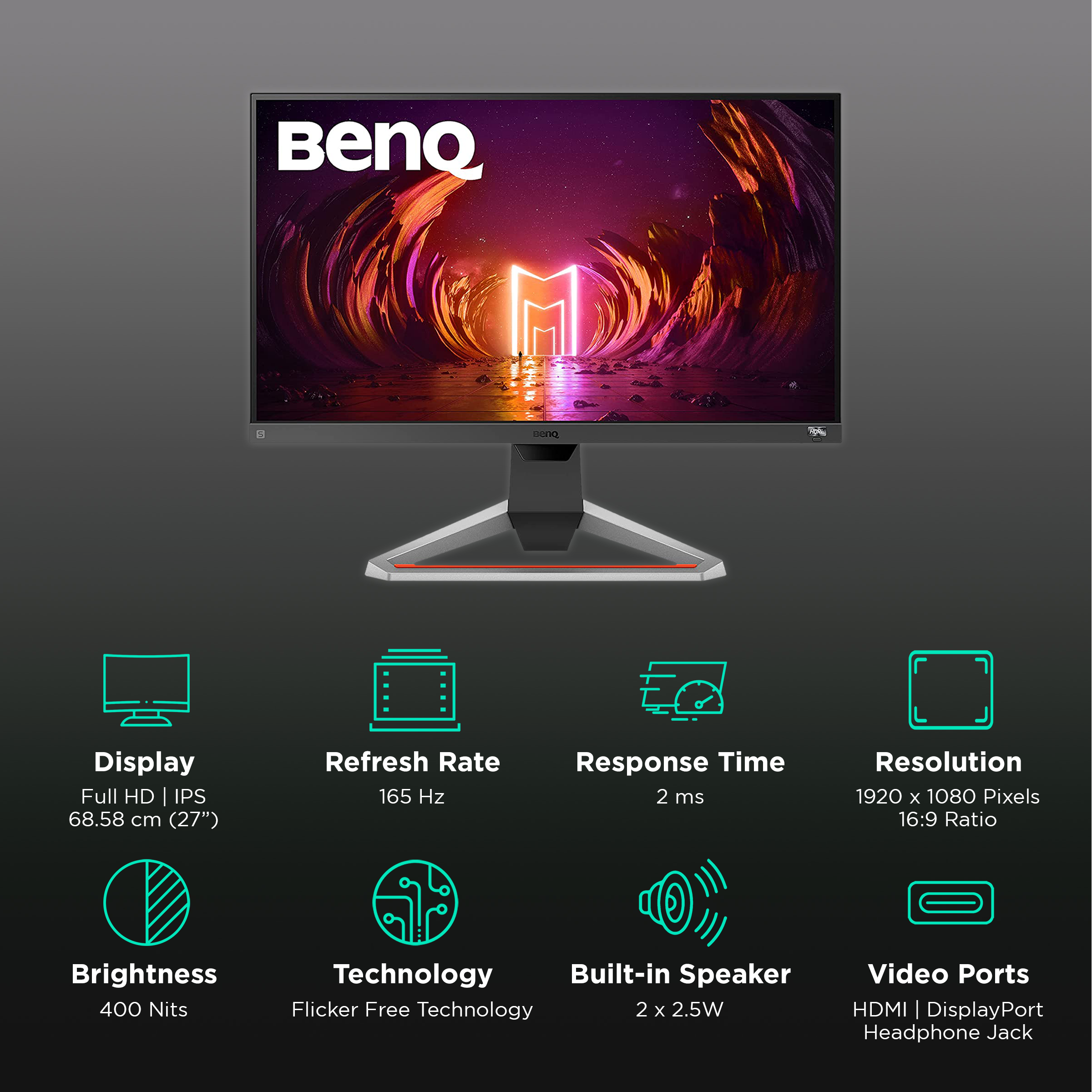 BenQ MOBIUZ EX2710S 27 16:9 HDR10 FreeSync 165 Hz IPS Gaming Monitor