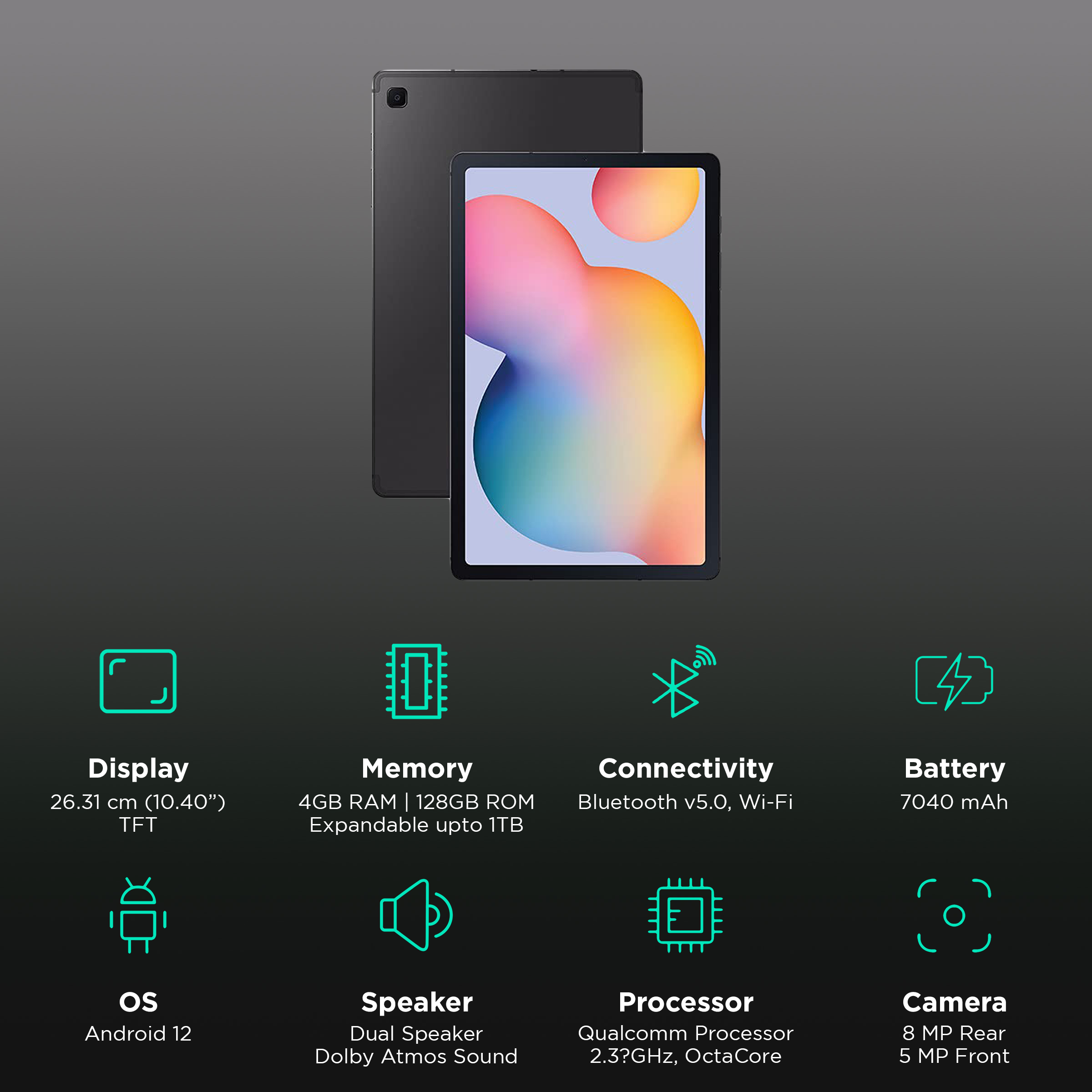SAMSUNG Galaxy Tab S6 Lite Wi-Fi + 4G Android Tablet (10.4 Inch, 4GB RAM, 128GB ROM, Oxford Gray)_3