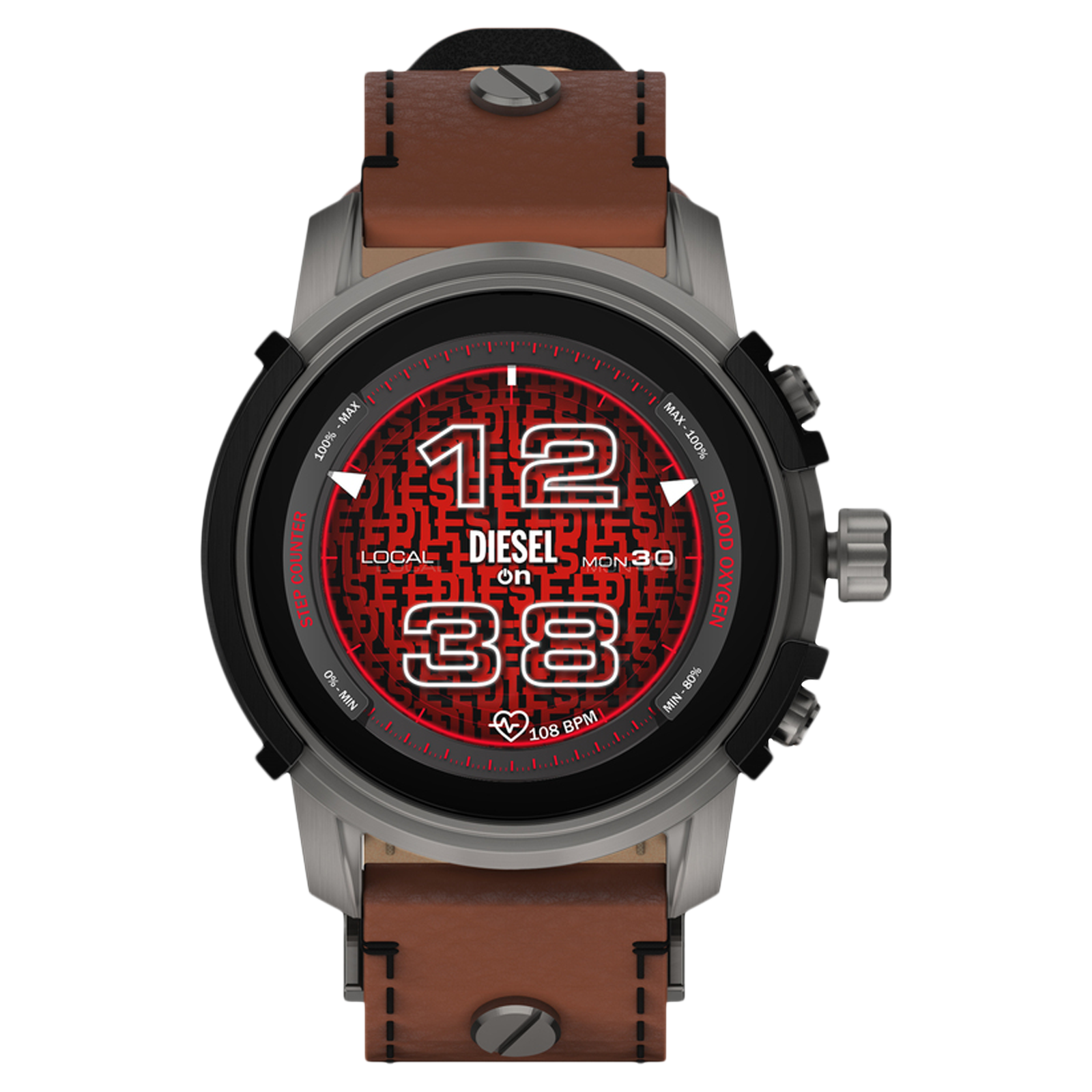 Diesel Griffed Smartwatch with GPS (45.5mm Display, Brown Strap)_1