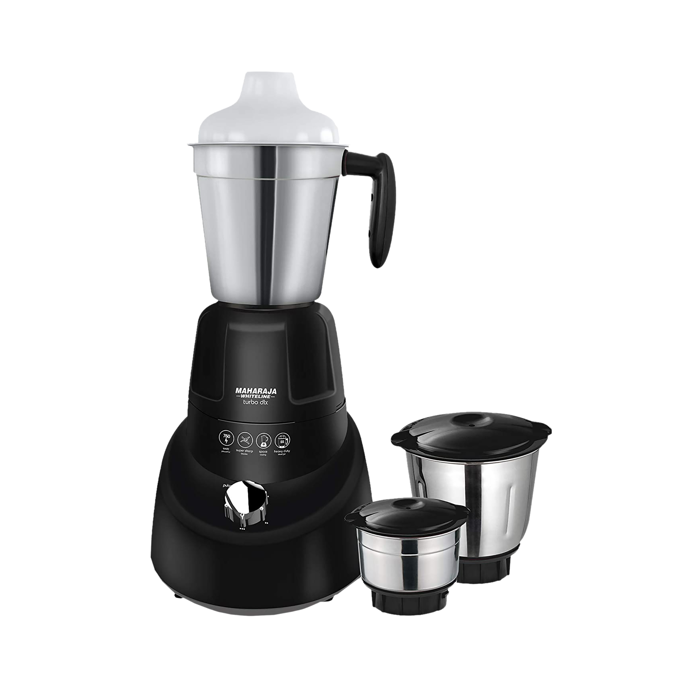 Buy MAHARAJA WHITELINE Neo DLX 750 Watt 3 Jars Mixer Grinder (20000 RPM, 3  Speed Control with Pulse Function, White/Cherry Red) Online - Croma