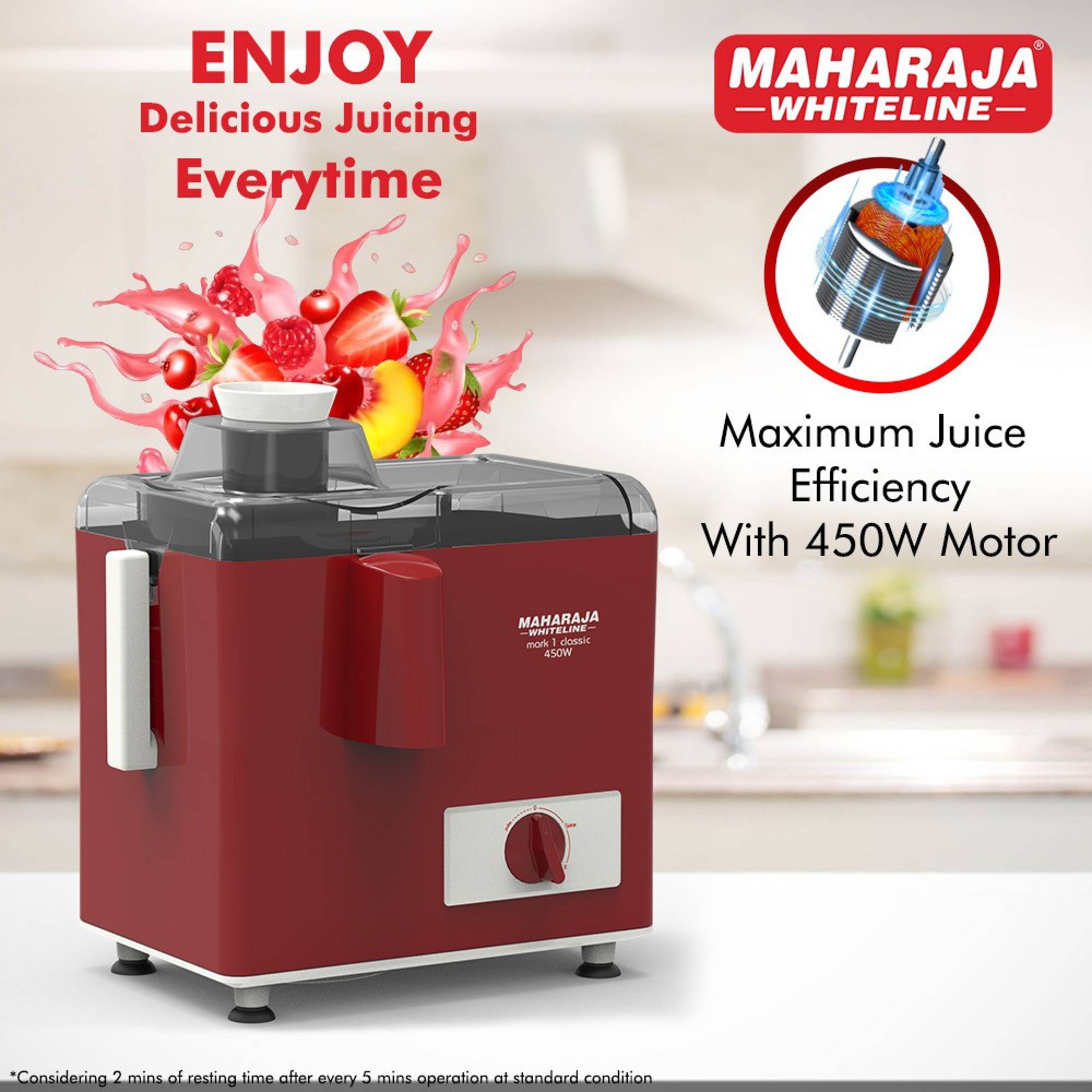 Buy Maharaja Whiteline Mark 1 450 Watt 2 Jars Juicer Mixer Grinder  (Multi-Functional Blade System, White/Red) Online - Croma