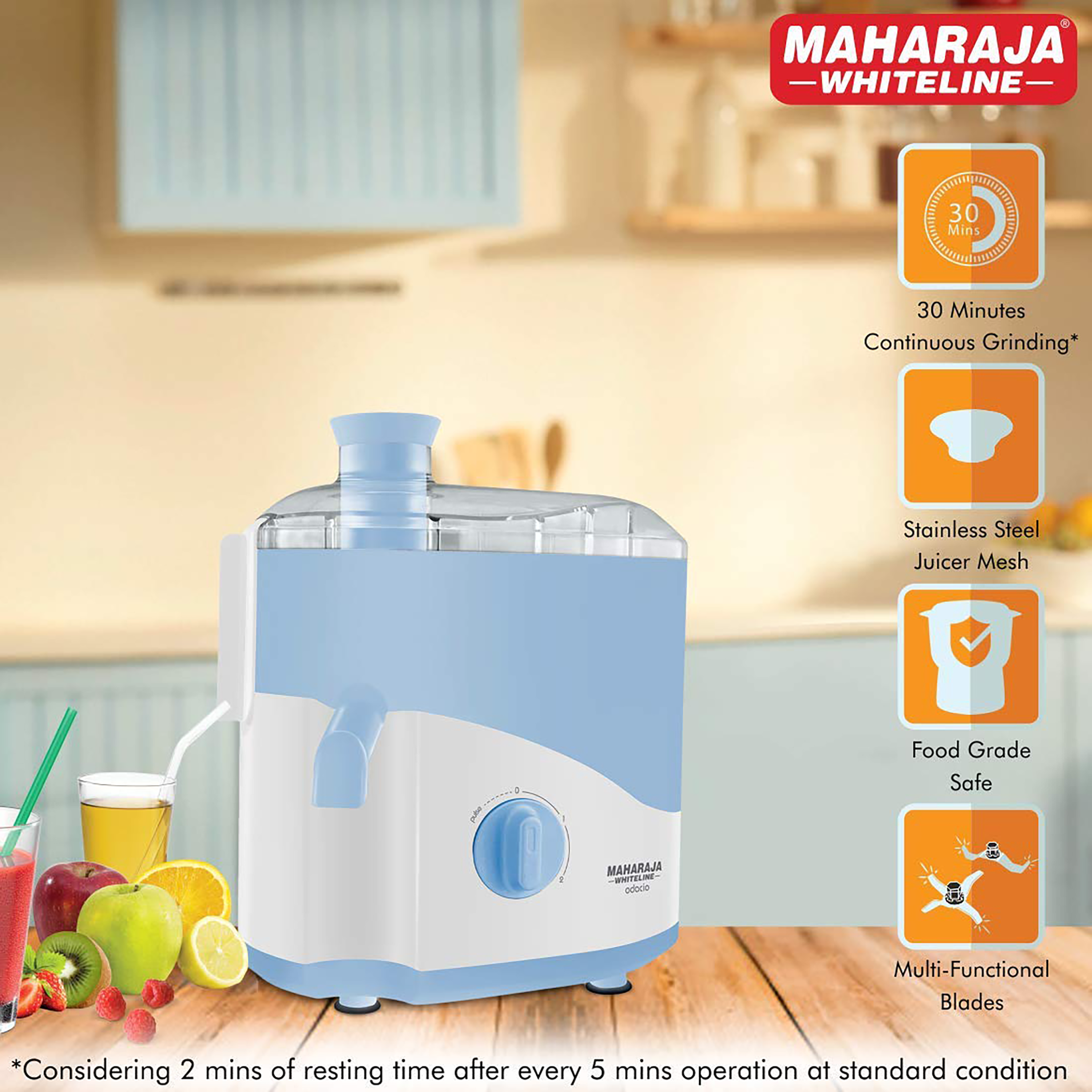 Buy Maharaja Whiteline Mark 1 450 Watt 2 Jars Juicer Mixer Grinder  (Multi-Functional Blade System, White/Red) Online - Croma