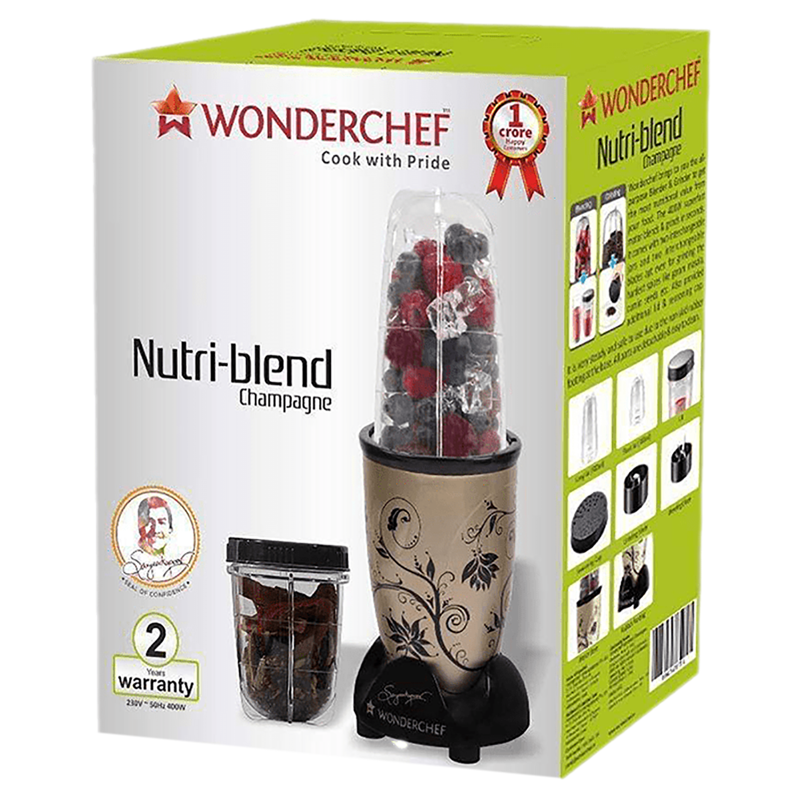 Wonderchef Nutri-Blend Mixer Grinder, Champagne, 3 Jars