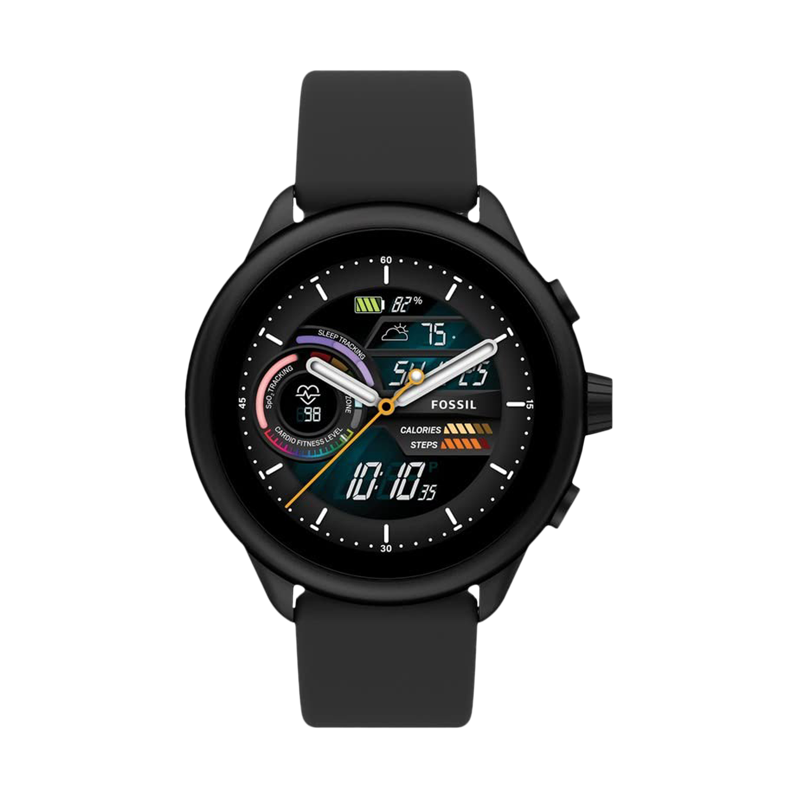 Fossil Gen 6 Wellness Edition Smartwatch with Activity Tracker (32.5mm Color AMOLED Display, 3ATM Water Resistant, Black Strap)_1