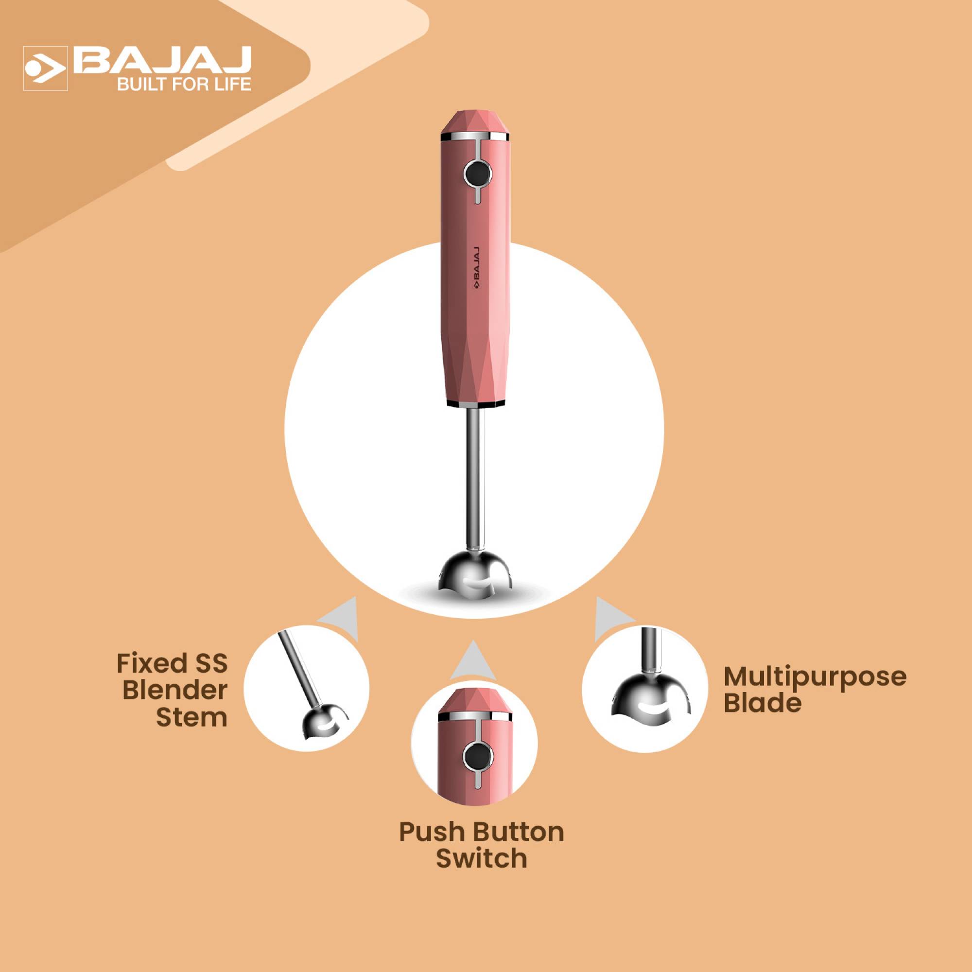 Buy Bajaj JX 30 500 Watt 3 Jars Juicer Mixer Grinder (18000 RPM, ISI  Approved, White/Pink) Online - Croma