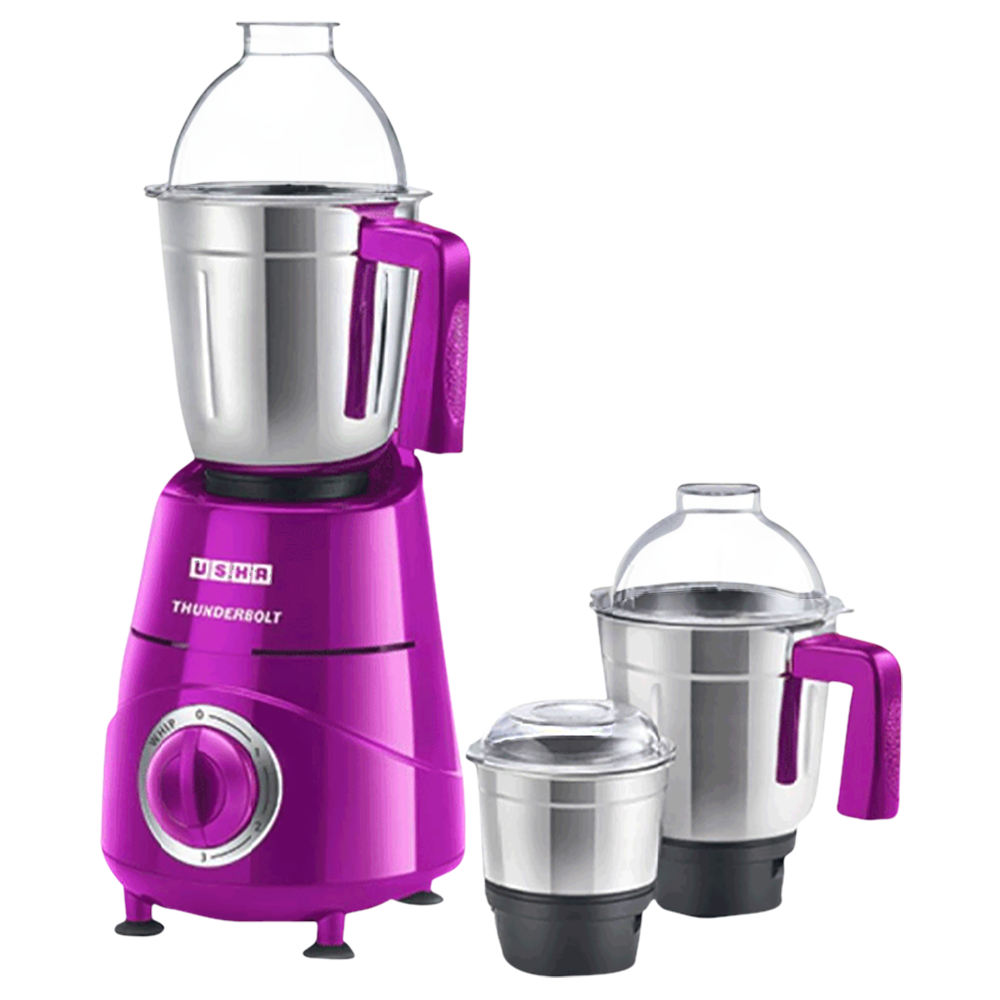 

USHA Thunderbolt 800 Watt 3 Jars Mixer Grinder (21000 RPM, Overload Protection, Magenta)