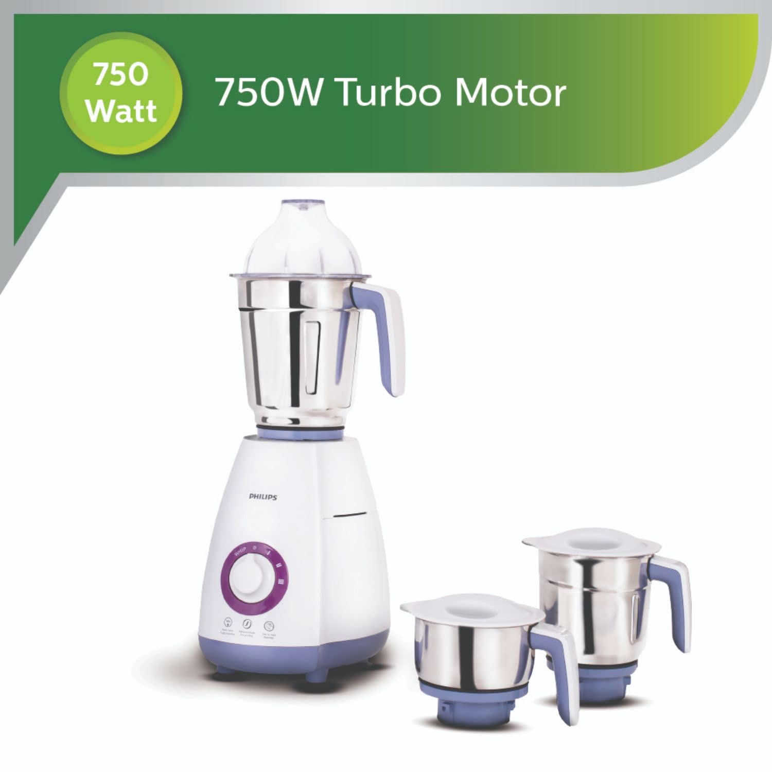 Buy PHILIPS 750 Watt 3 Jars Mixer Grinder (Turbo Motor, Premium Blue)  Online - Croma